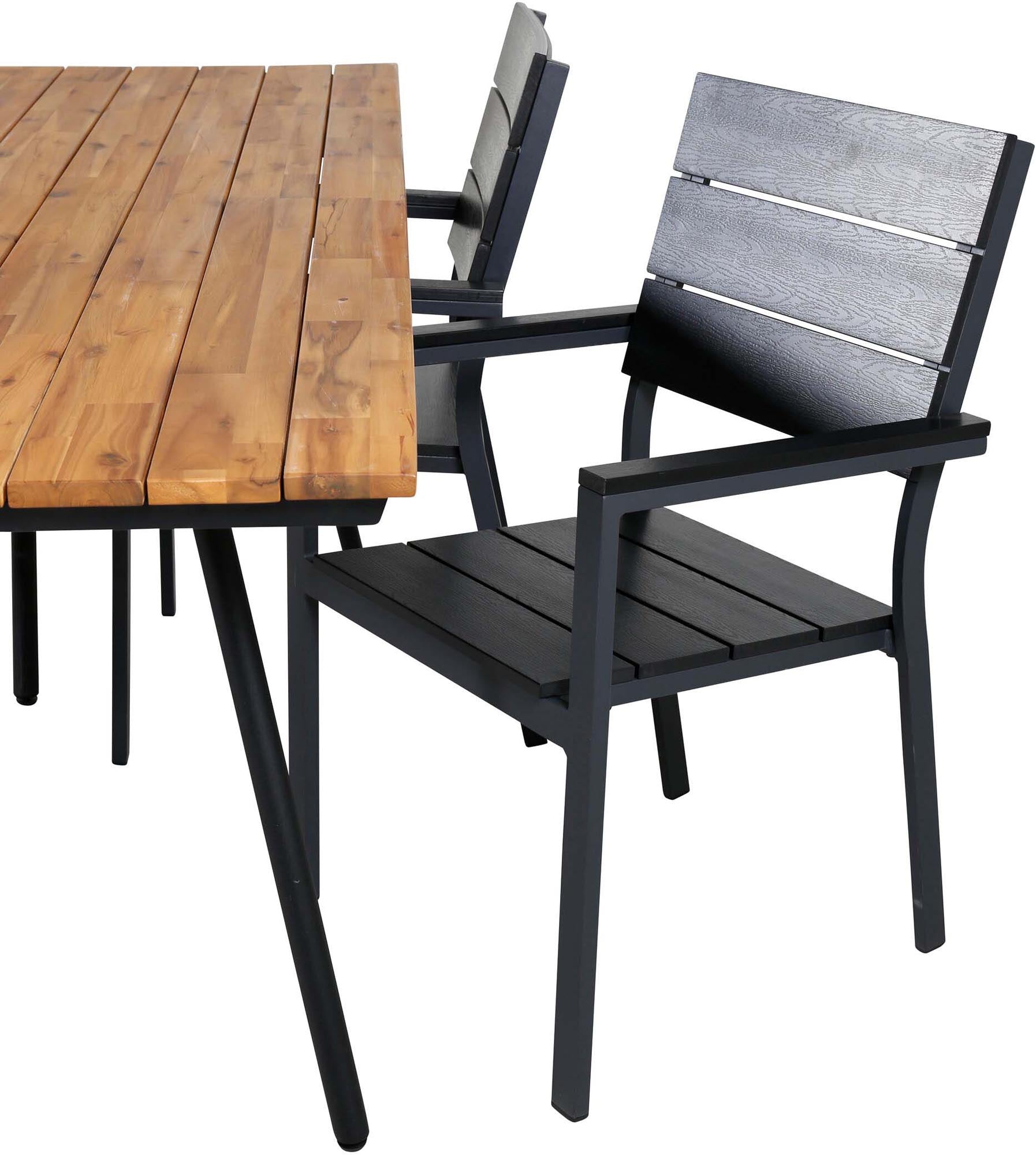Chan Outdoor-Tischset + Levels 200cm/4St. in Schwarz präsentiert im Onlineshop von KAQTU Design AG. Gartentischset ist von Venture Home