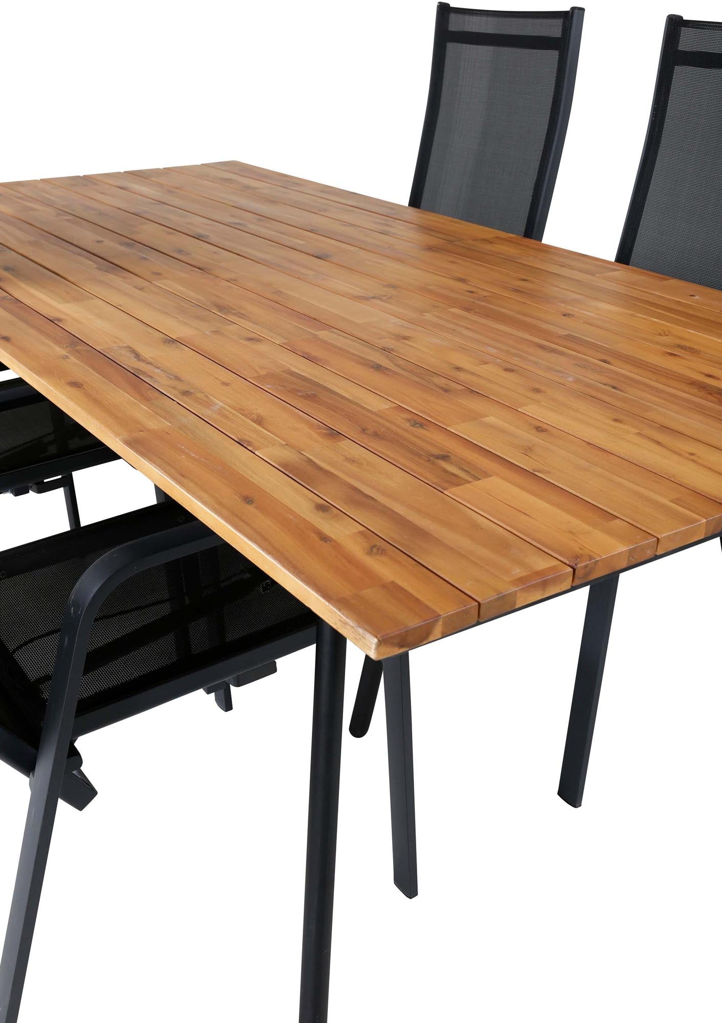 Chan Outdoor-Tischset + Copacabana 200cm/4St. in Schwarz präsentiert im Onlineshop von KAQTU Design AG. Gartentischset ist von Venture Home
