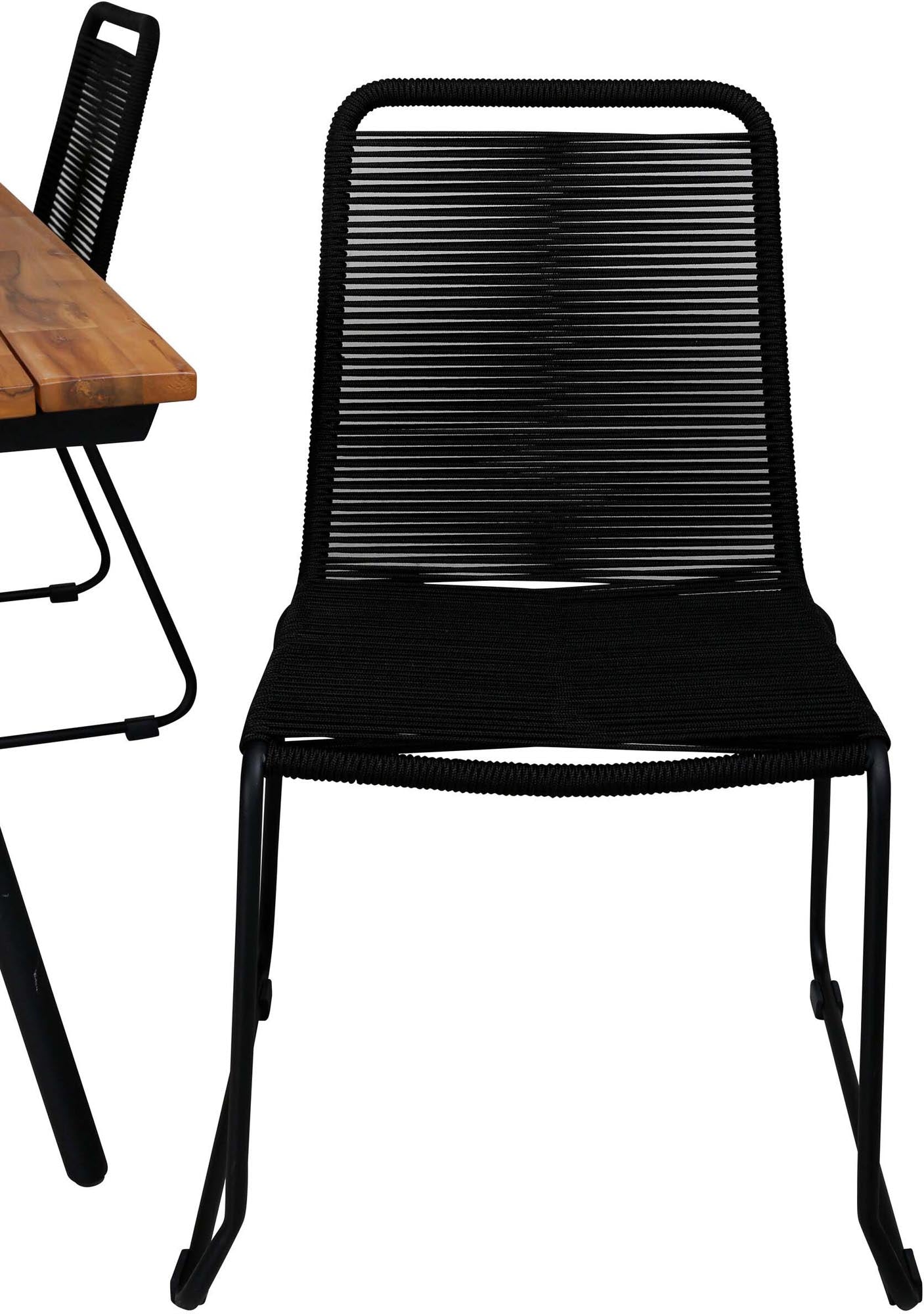 Chan Outdoor-Tischset + Lindos 200cm/4St. in Schwarz präsentiert im Onlineshop von KAQTU Design AG. Gartentischset ist von Venture Home