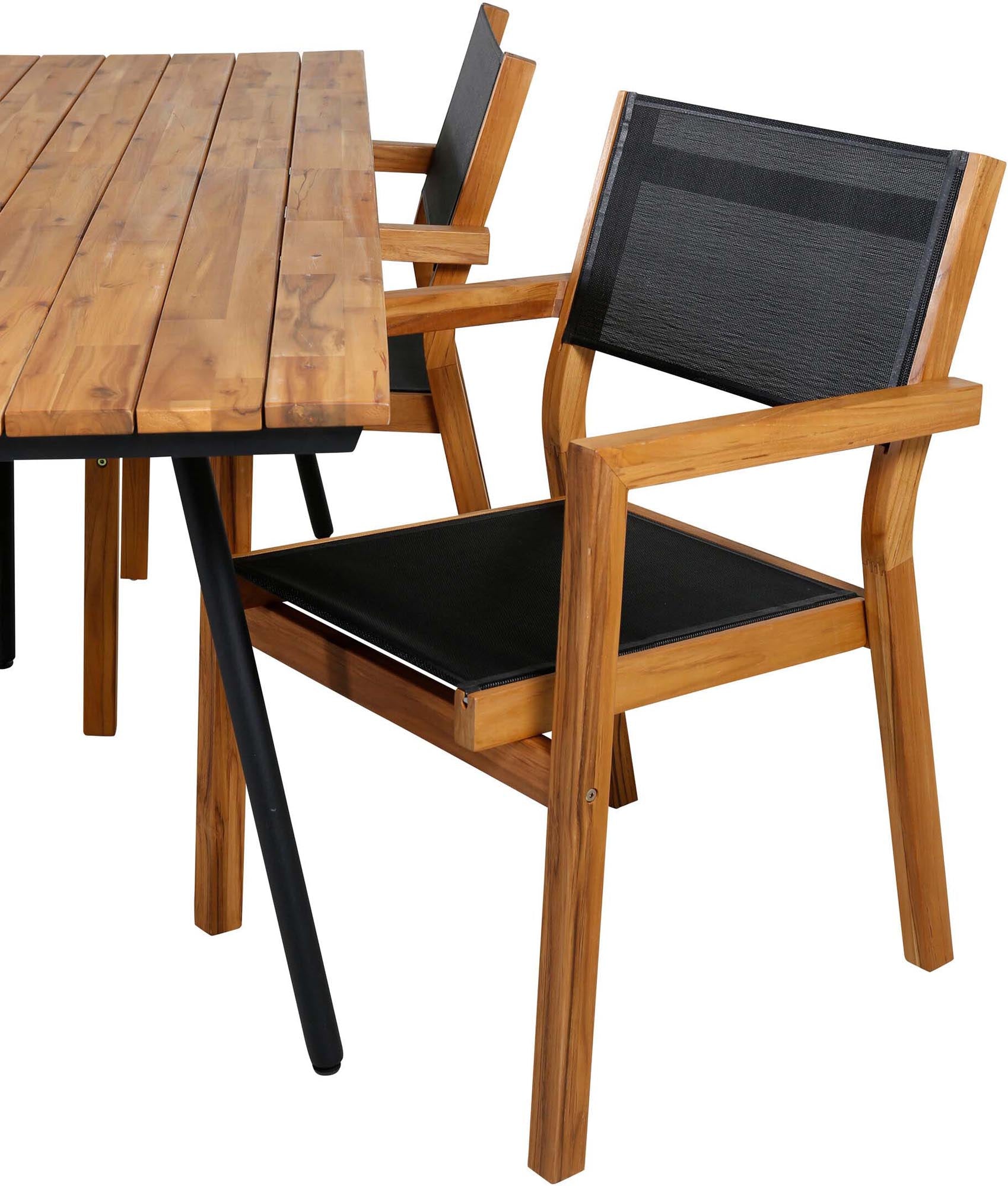 Chan Outdoor-Tischset + Venice 200cm/4St. in Schwarz, Natur präsentiert im Onlineshop von KAQTU Design AG. Gartentischset ist von Venture Home