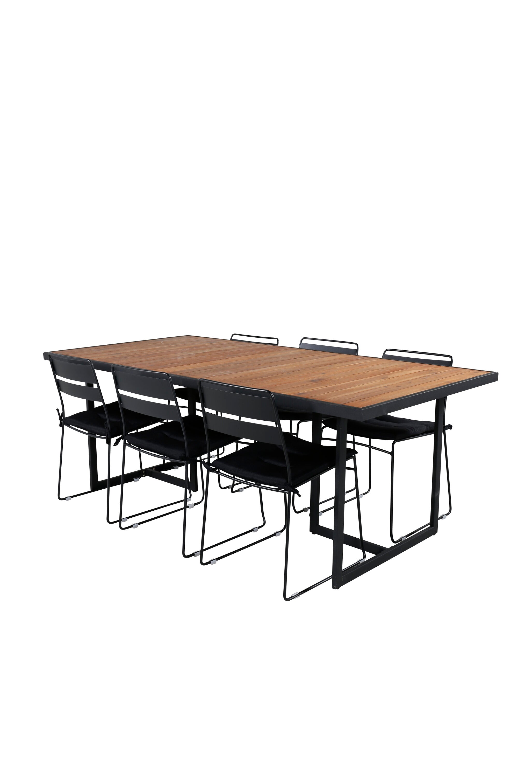 Elegantes Gartenset aus robustem Acacia-Holz, ideal für stilvolle Outdoor-Dinner mit ergonomischen Stühlen.