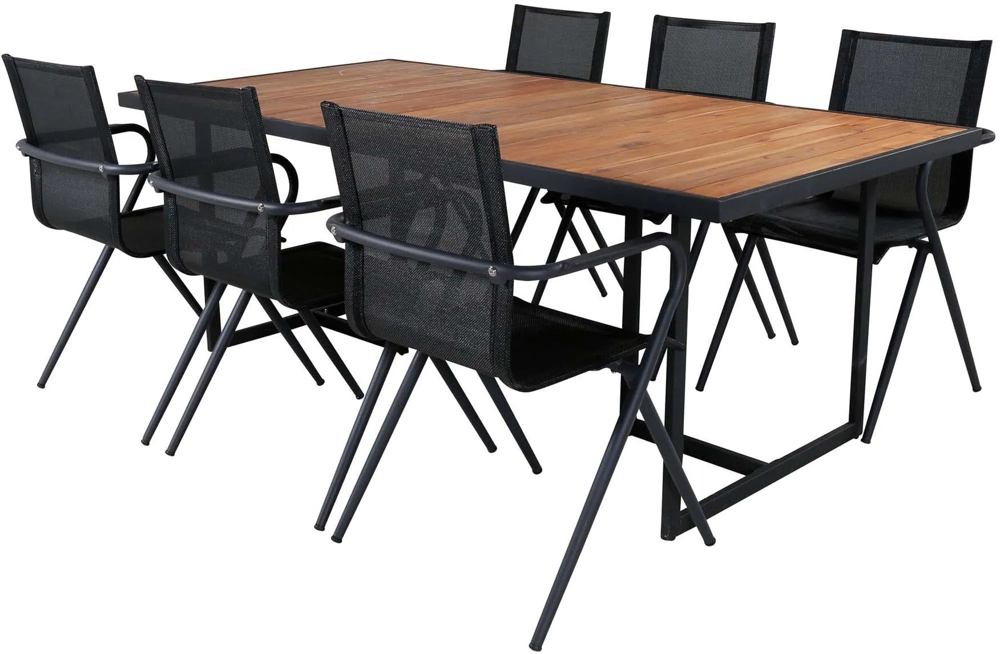Robustes Khung Tischset 200cm für 6, ideal für Outdoor-Dinner.