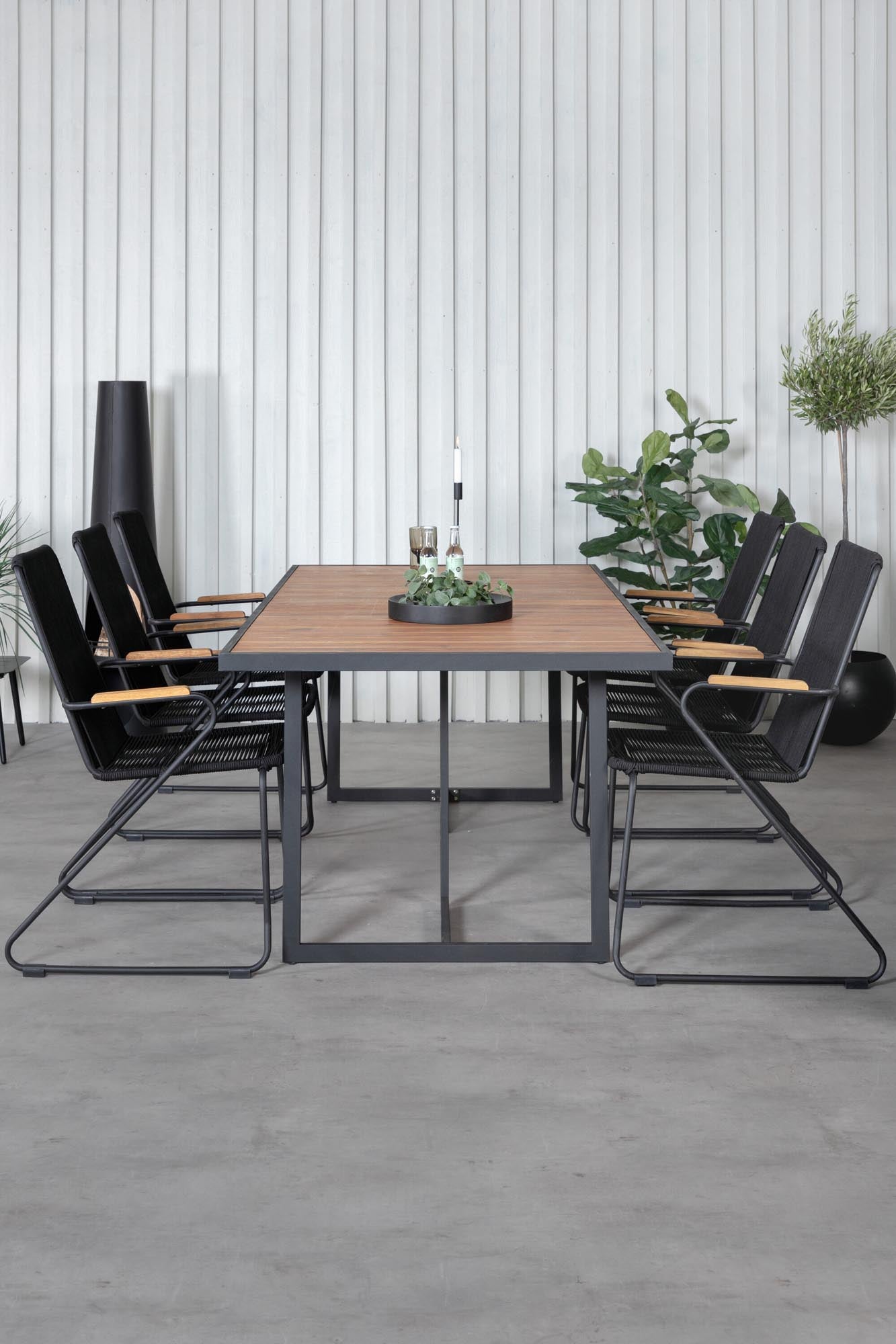 Khung Rechteckiges Gartentisch-Set + Bois