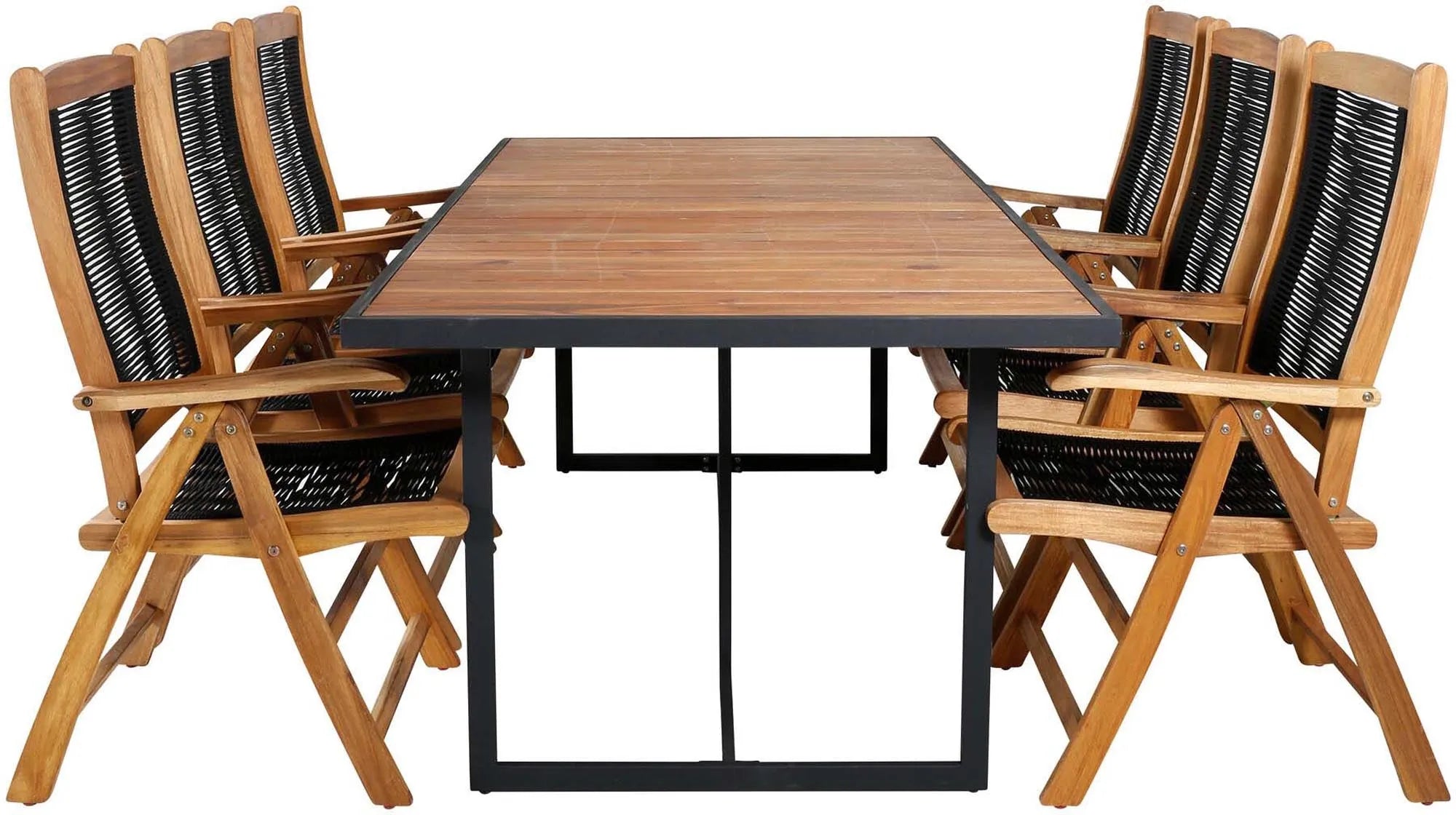 Stilvolles Khung Outdoor-Tischset (Peter) 200cm/6St. von Venture Home: Wetterfest, modern, ideal für gesellige Abende im Freien.