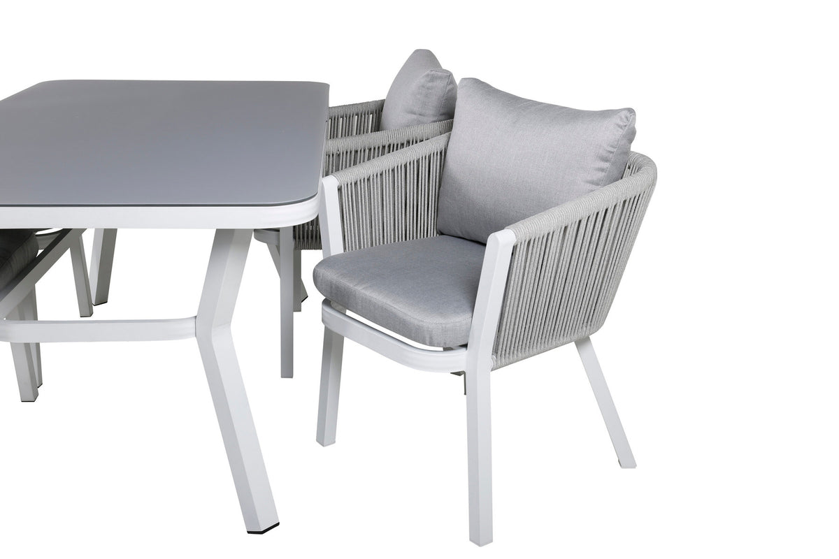 Virya Outdoor-Tischset 160cm/4St. in Grau weiss präsentiert im Onlineshop von KAQTU Design AG. Gartentischset ist von Venture Home