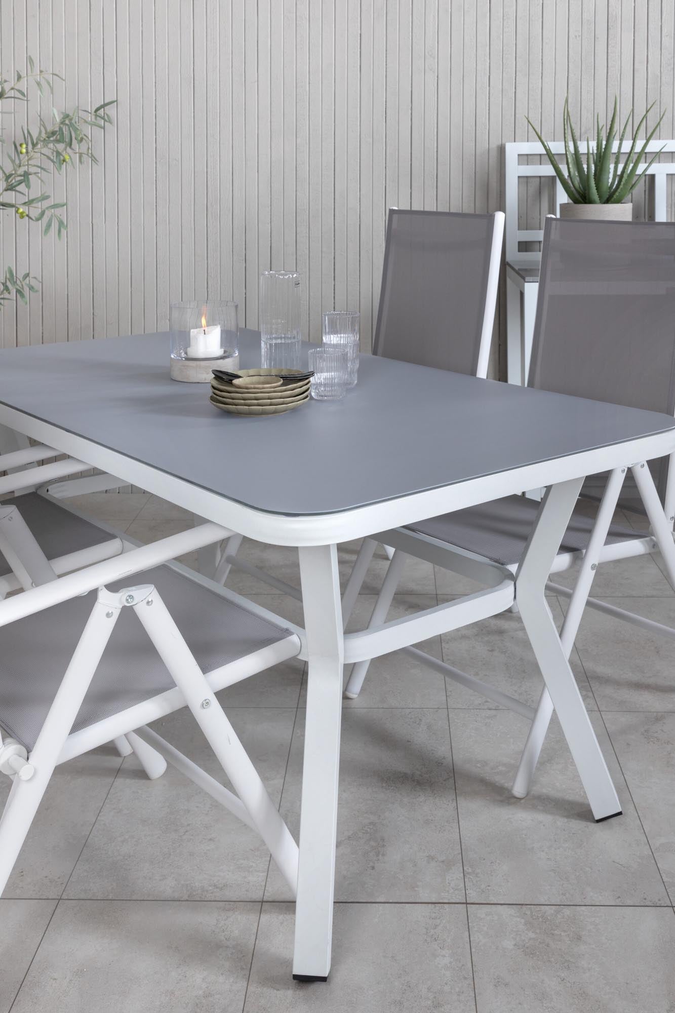 Virya Outdoor-Tischset + Break 160cm/4St. in Grau weiss präsentiert im Onlineshop von KAQTU Design AG. Gartentischset ist von Venture Home