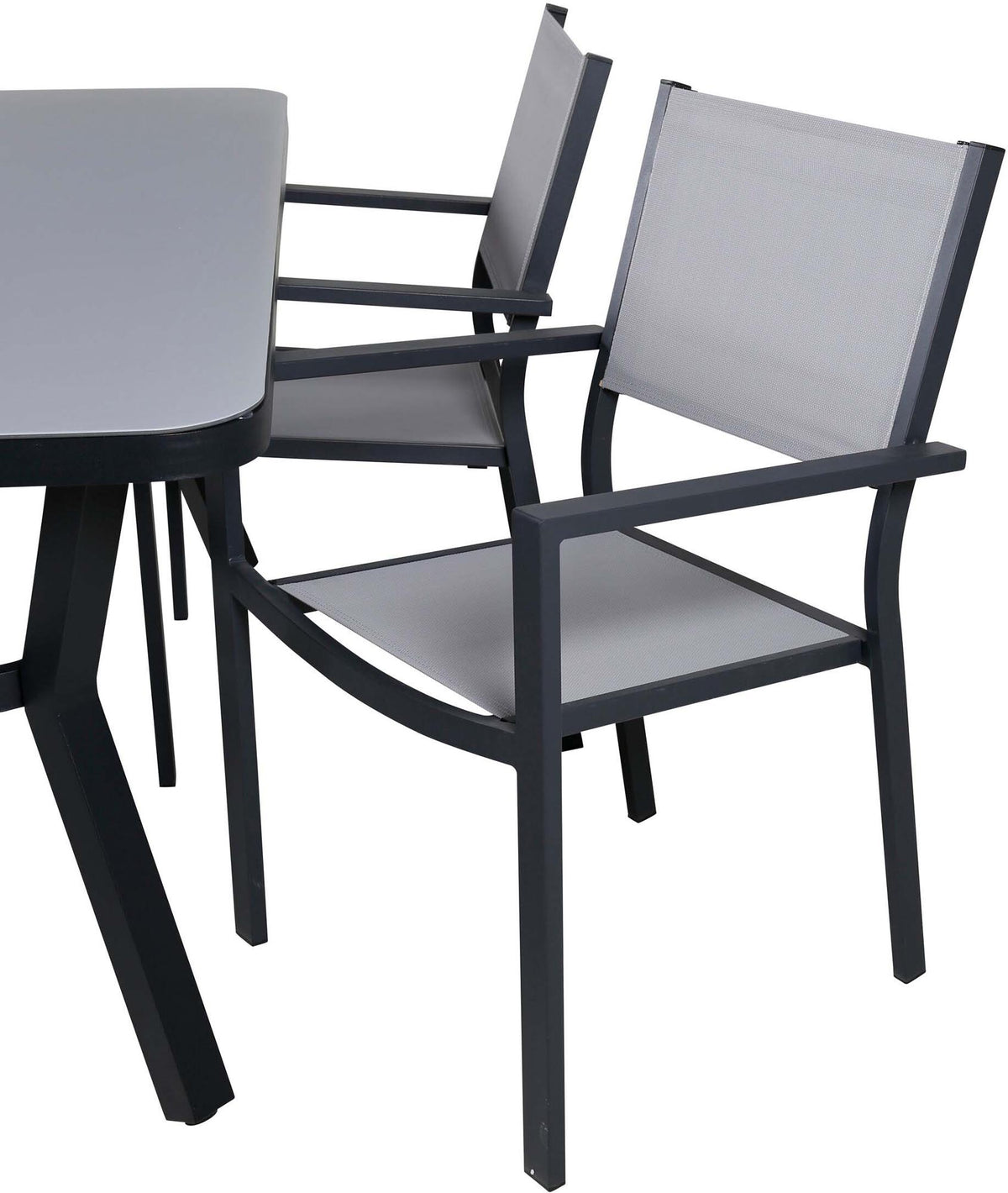Virya Outdoor-Tischset + Copacabana 160cm/4St. in Schwarzgrau präsentiert im Onlineshop von KAQTU Design AG. Gartentischset ist von Venture Home
