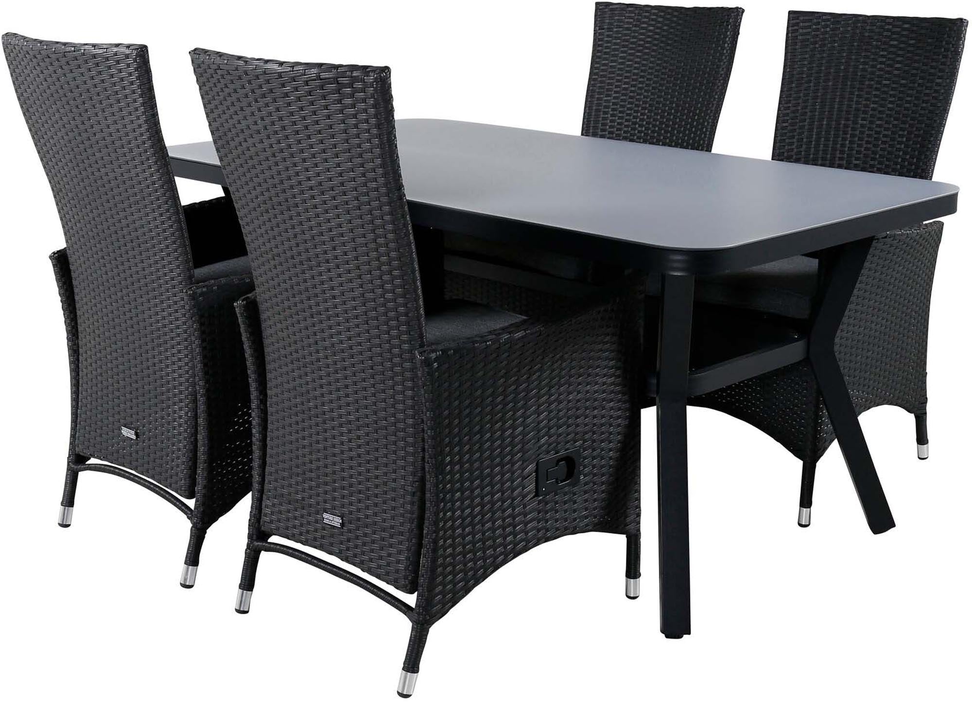 Virya Outdoor-Tischset + Padova 160cm/4St. in Schwarzgrau präsentiert im Onlineshop von KAQTU Design AG. Gartentischset ist von Venture Home