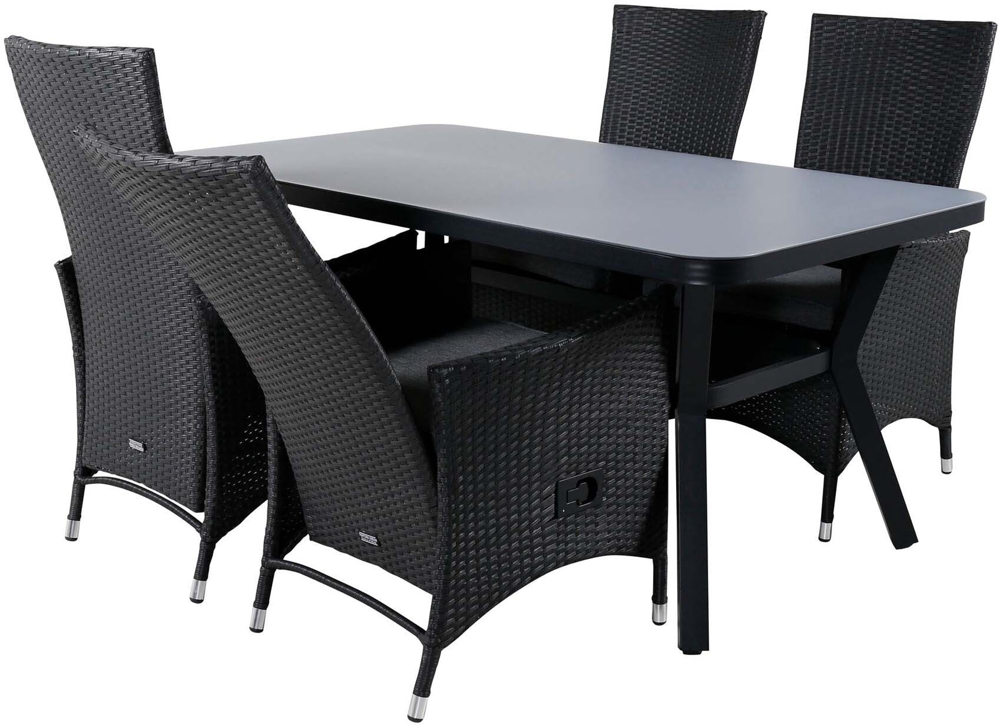 Virya Outdoor-Tischset + Padova 160cm/4St. in Schwarzgrau präsentiert im Onlineshop von KAQTU Design AG. Gartentischset ist von Venture Home