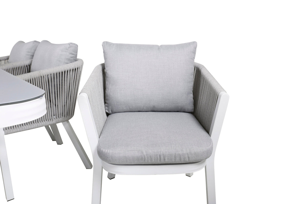 Virya Outdoor-Tischset 200cm/6St. in Grau weiss präsentiert im Onlineshop von KAQTU Design AG. Gartentischset ist von Venture Home