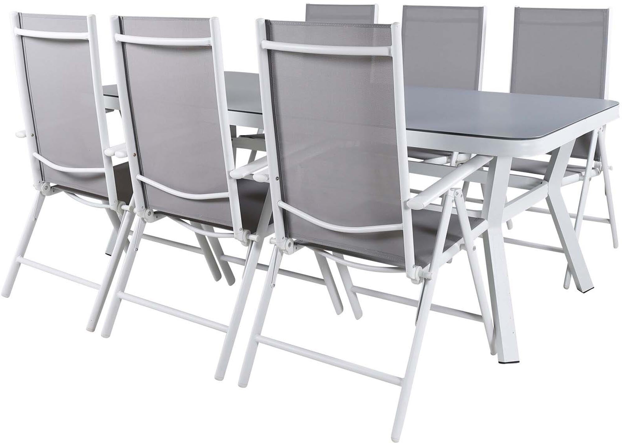 Virya Outdoor-Tischset + Break 200cm/6St. in Grau weiss präsentiert im Onlineshop von KAQTU Design AG. Gartentischset ist von Venture Home