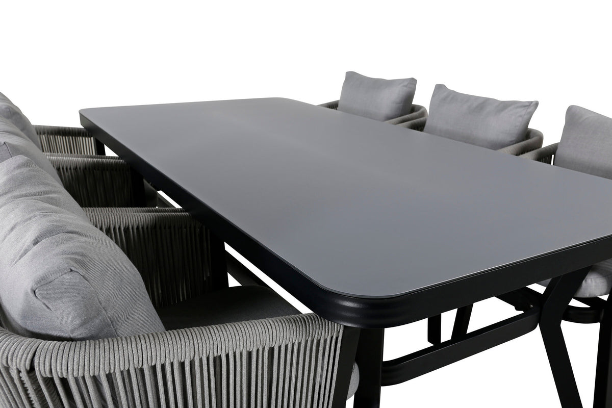 Virya Outdoor-Tischset 200cm/6St. in Schwarzgrau präsentiert im Onlineshop von KAQTU Design AG. Gartentischset ist von Venture Home