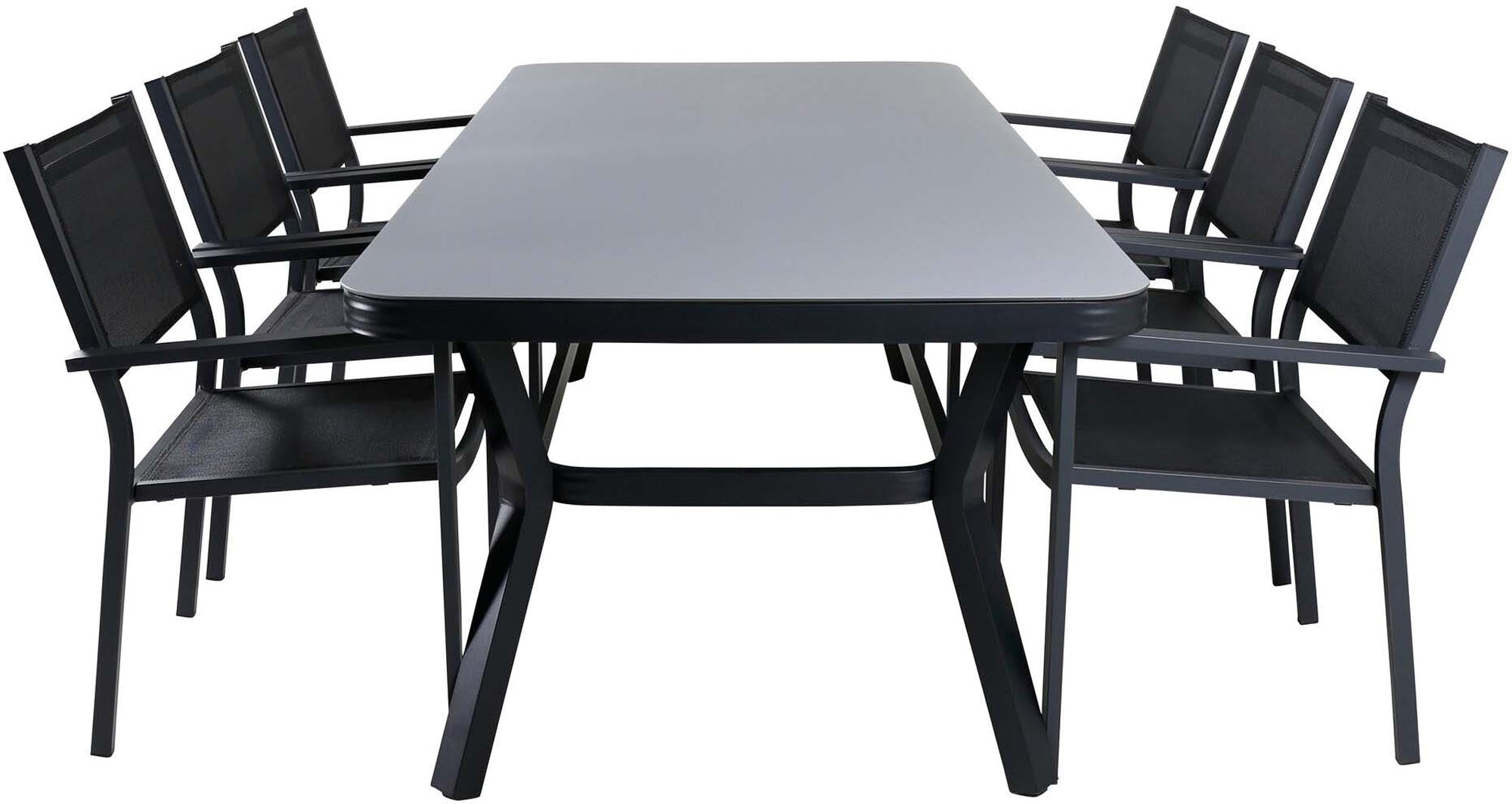 Virya Outdoor-Tischset + Copacabana 200cm/6St. in Schwarz präsentiert im Onlineshop von KAQTU Design AG. Gartentischset ist von Venture Home