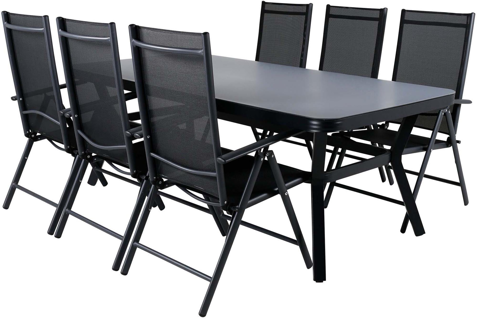 Virya Outdoor-Tischset + Break 200cm/6St. in Schwarz präsentiert im Onlineshop von KAQTU Design AG. Gartentischset ist von Venture Home