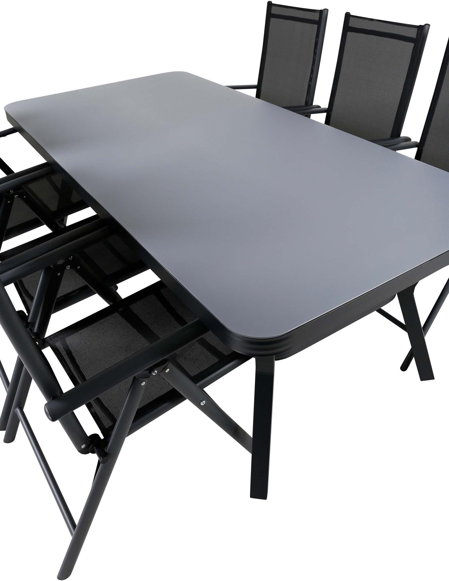 Virya Outdoor-Tischset + Break 200cm/6St. in Schwarz präsentiert im Onlineshop von KAQTU Design AG. Gartentischset ist von Venture Home