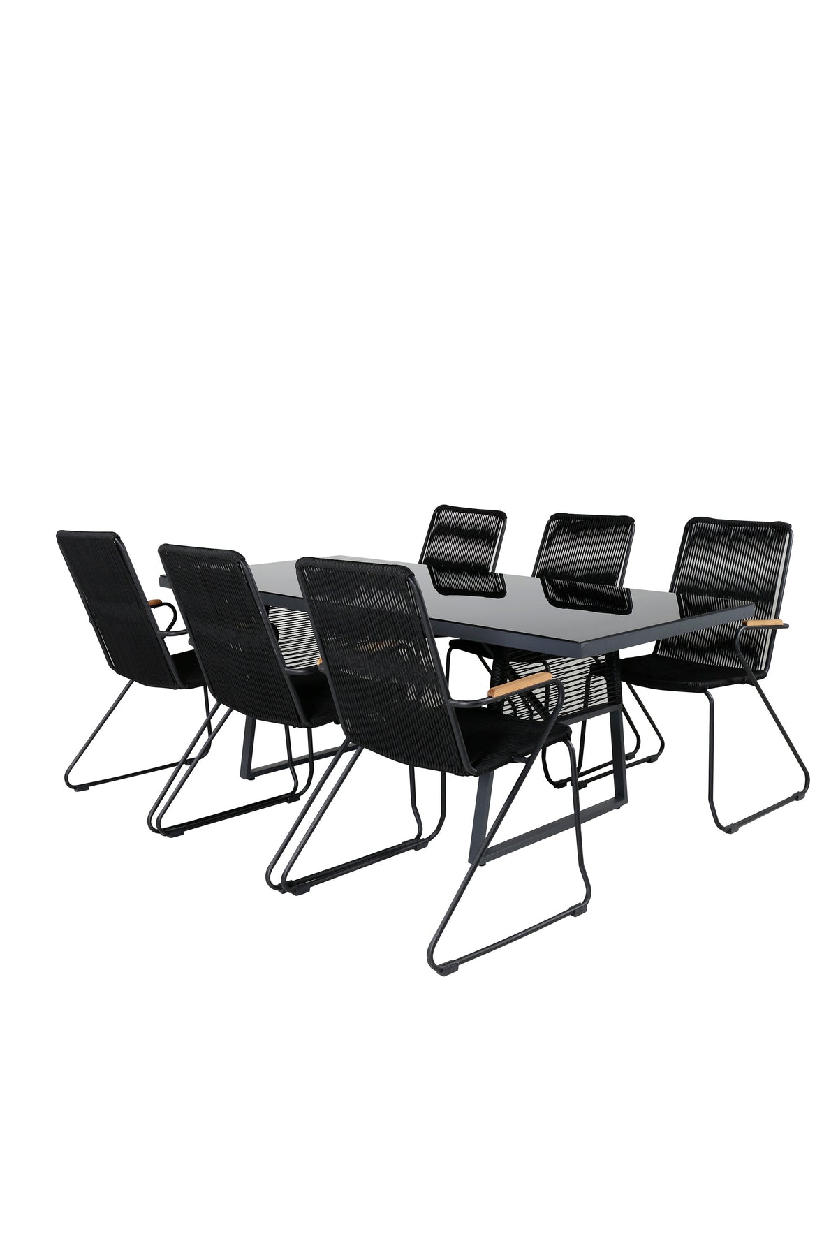 Dallas Gartentisch Set in Schwarz/ Natur präsentiert im Onlineshop von KAQTU Design AG. Gartentischset ist von Venture Home