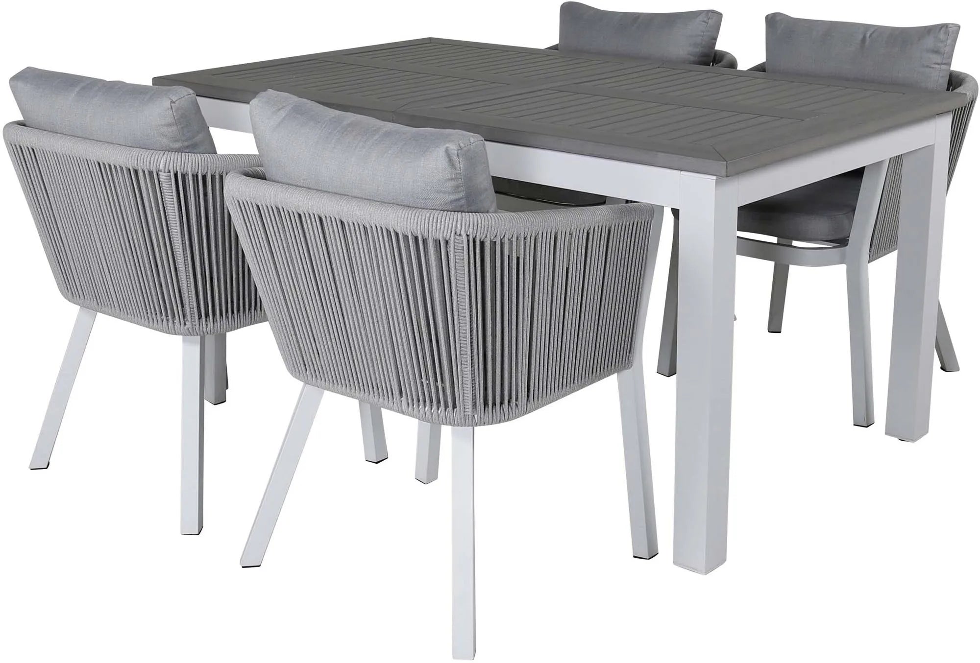 Elegantes Albany Set: Ausziehbarer Tisch & 4 Stühle für draußen.