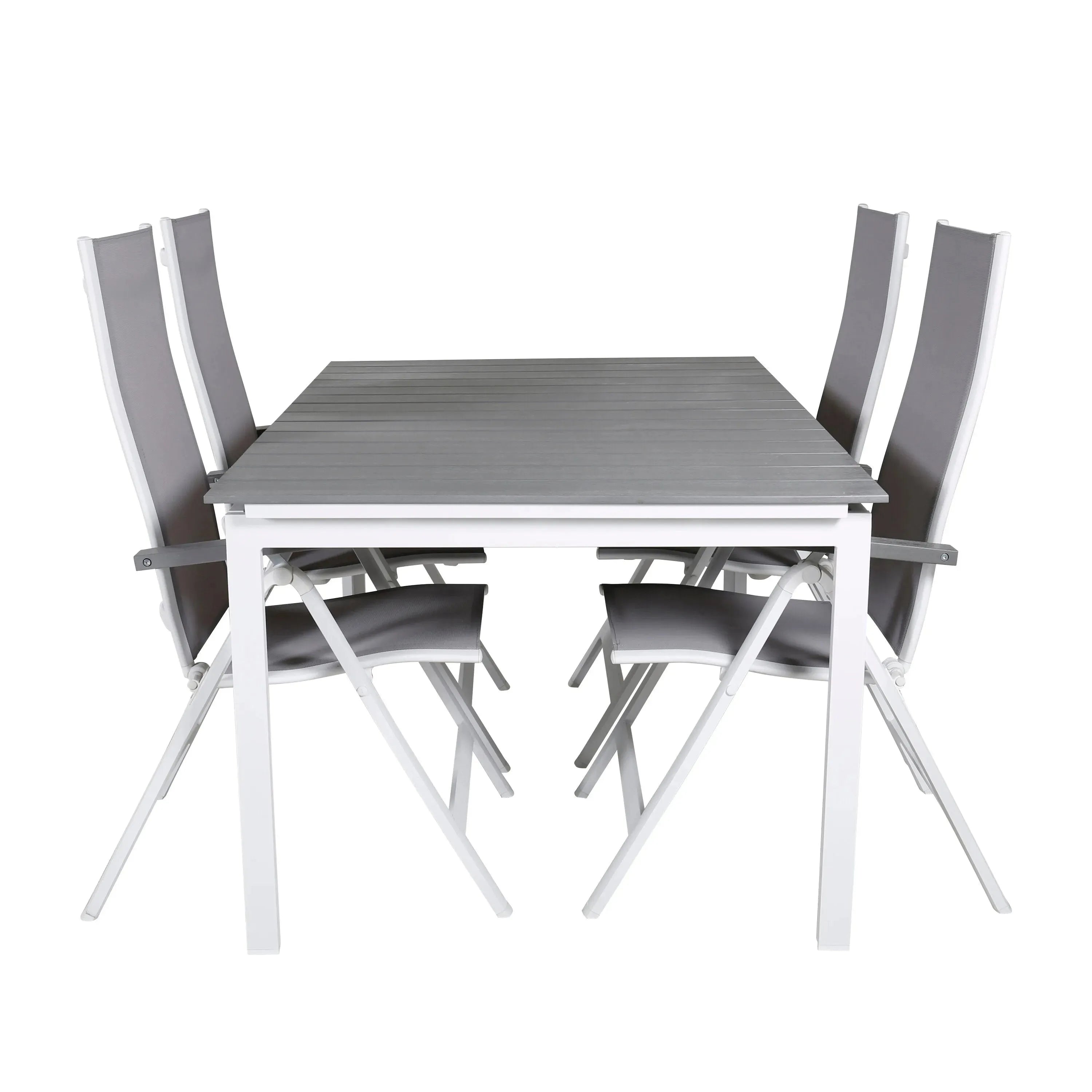 Elegantes Gartentisch-Set mit ausziehbarem Aintwood-Tisch und klappbaren Albany-Stühlen für stilvolle Outdoor-Momente.