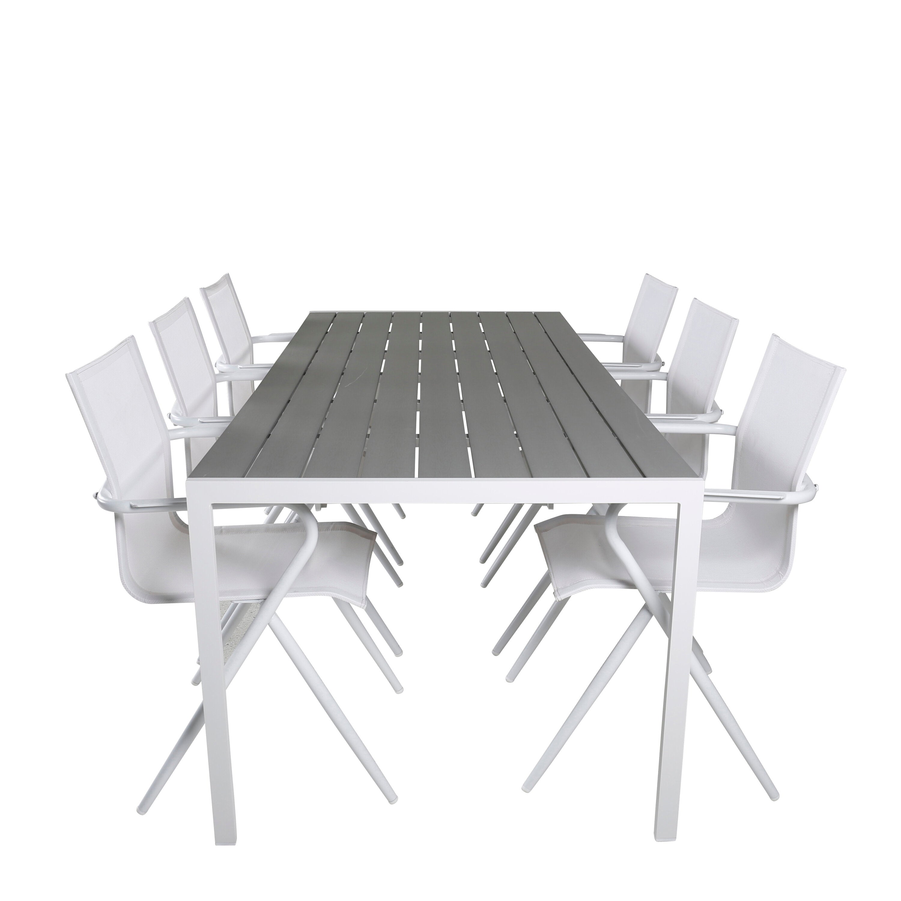 Break Outdoor-Tischset + Alina 205cm/6St. in Weiss präsentiert im Onlineshop von KAQTU Design AG. Gartentischset ist von Venture Home