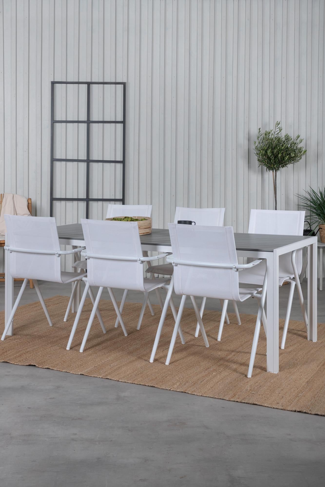 Break Outdoor-Tischset + Alina 205cm/6St. in Weiss präsentiert im Onlineshop von KAQTU Design AG. Gartentischset ist von Venture Home