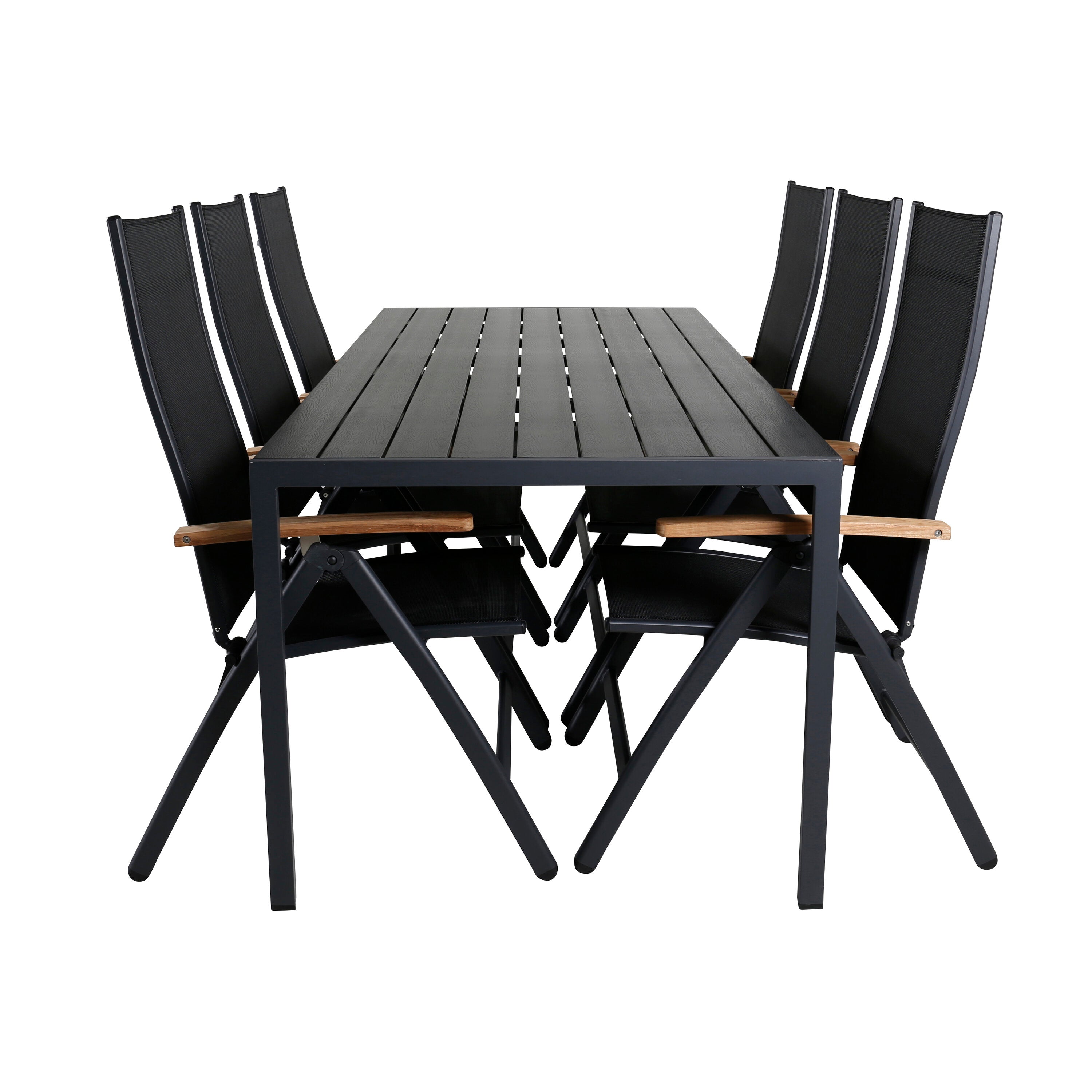 Break Outdoor-Tischset + Panama 205cm/6St. in Schwarz präsentiert im Onlineshop von KAQTU Design AG. Gartentischset ist von Venture Home