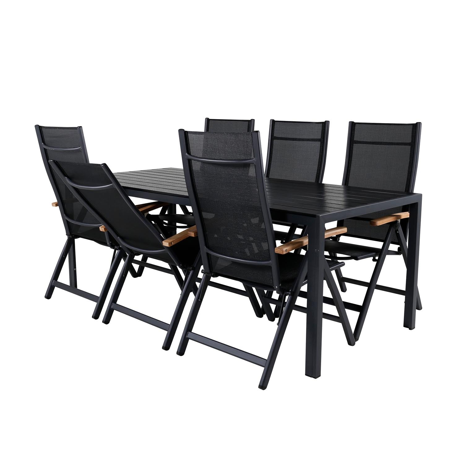 Break Outdoor-Tischset + Panama 205cm/6St. in Schwarz präsentiert im Onlineshop von KAQTU Design AG. Gartentischset ist von Venture Home