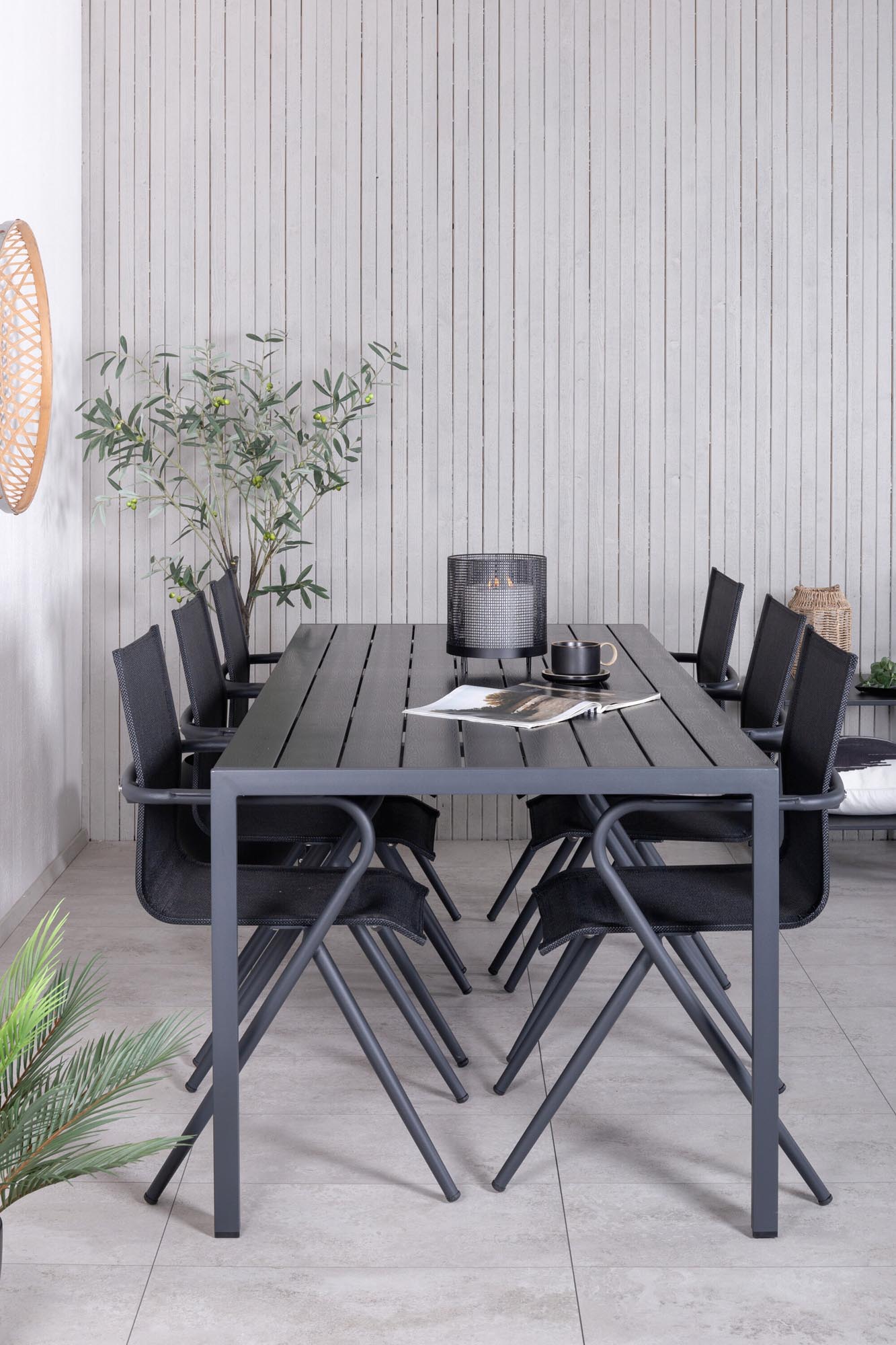 Break Outdoor-Tischset + Alina 205cm/6St. in Schwarz präsentiert im Onlineshop von KAQTU Design AG. Gartentischset ist von Venture Home