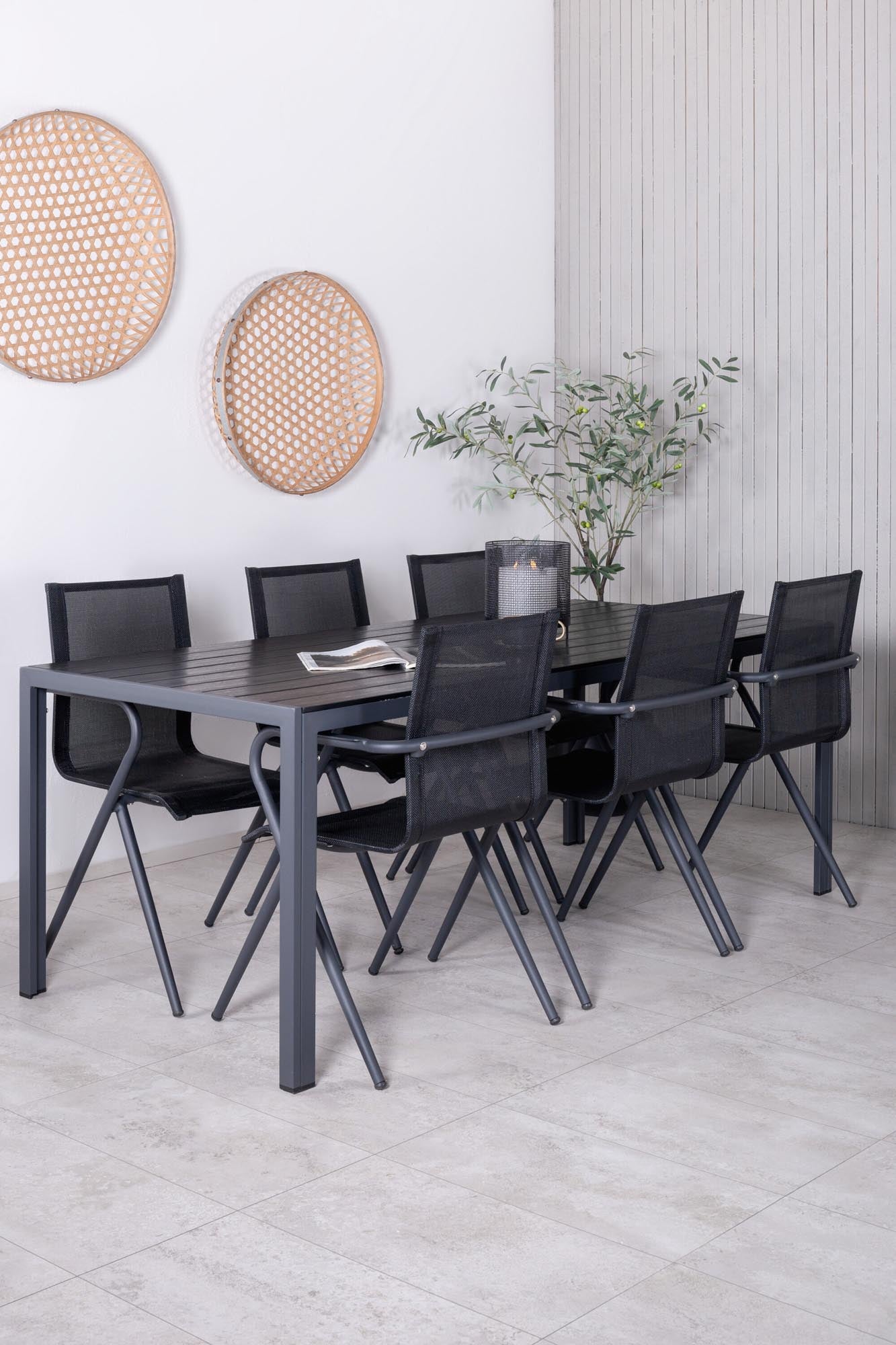 Break Outdoor-Tischset + Alina 205cm/6St. in Schwarz präsentiert im Onlineshop von KAQTU Design AG. Gartentischset ist von Venture Home