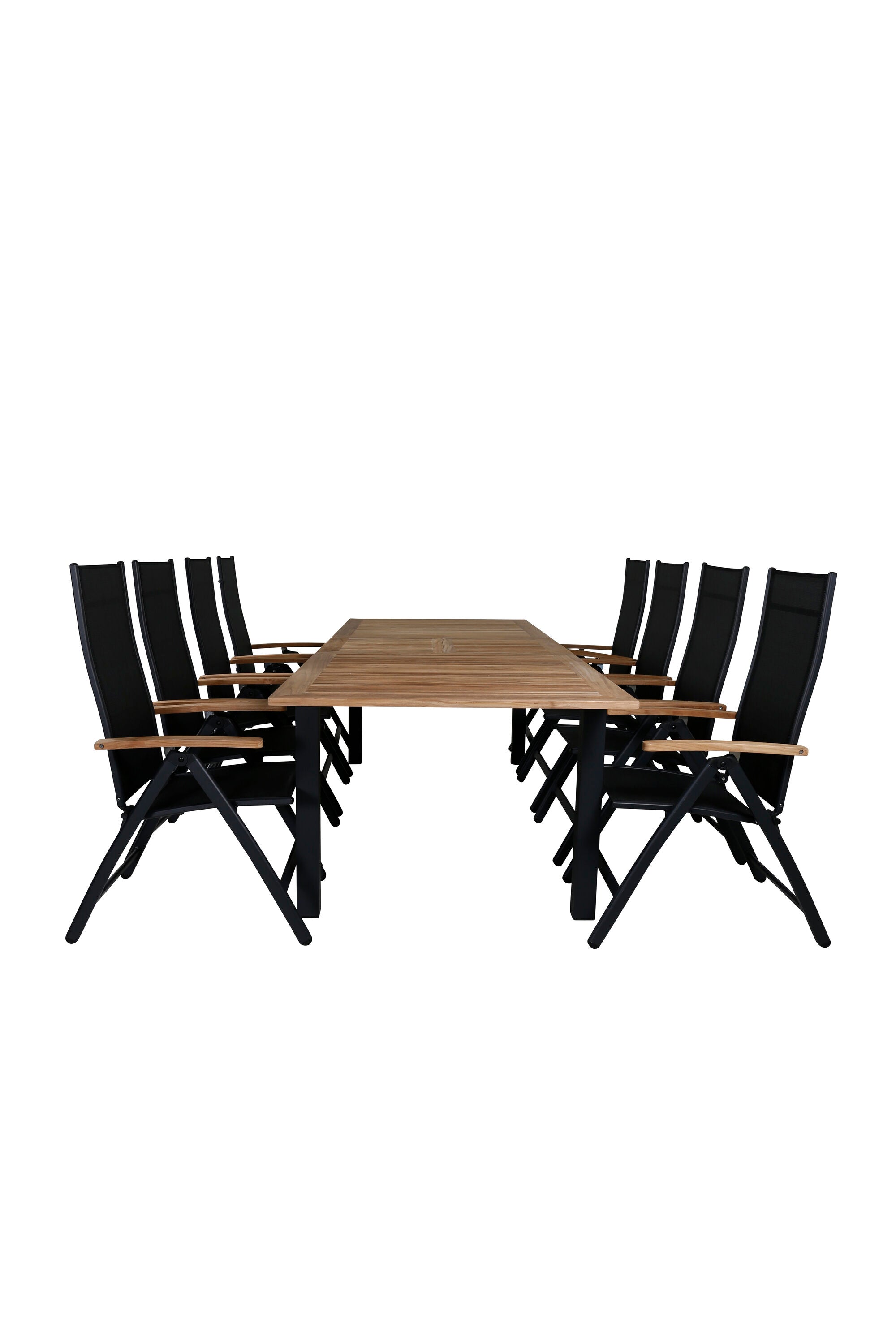 Elegantes, ausziehbares Panama Gartentischset aus Teakholz von Venture Home, ideal für stilvolle Sommerabende im Freien.