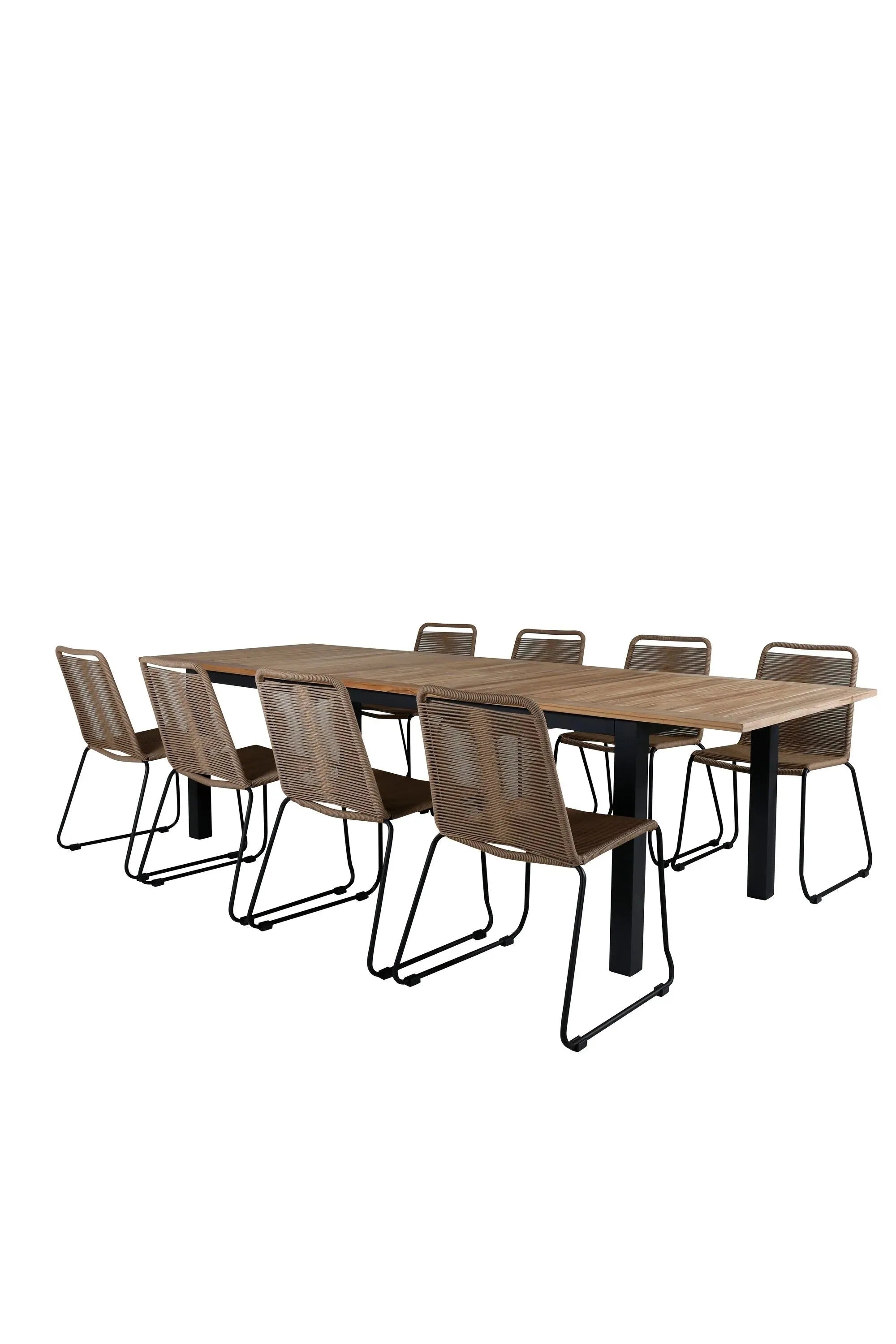 Elegantes, ausziehbares Teakholz-Set für stilvolle Gartenmomente mit bequemen Lindos-Stühlen.