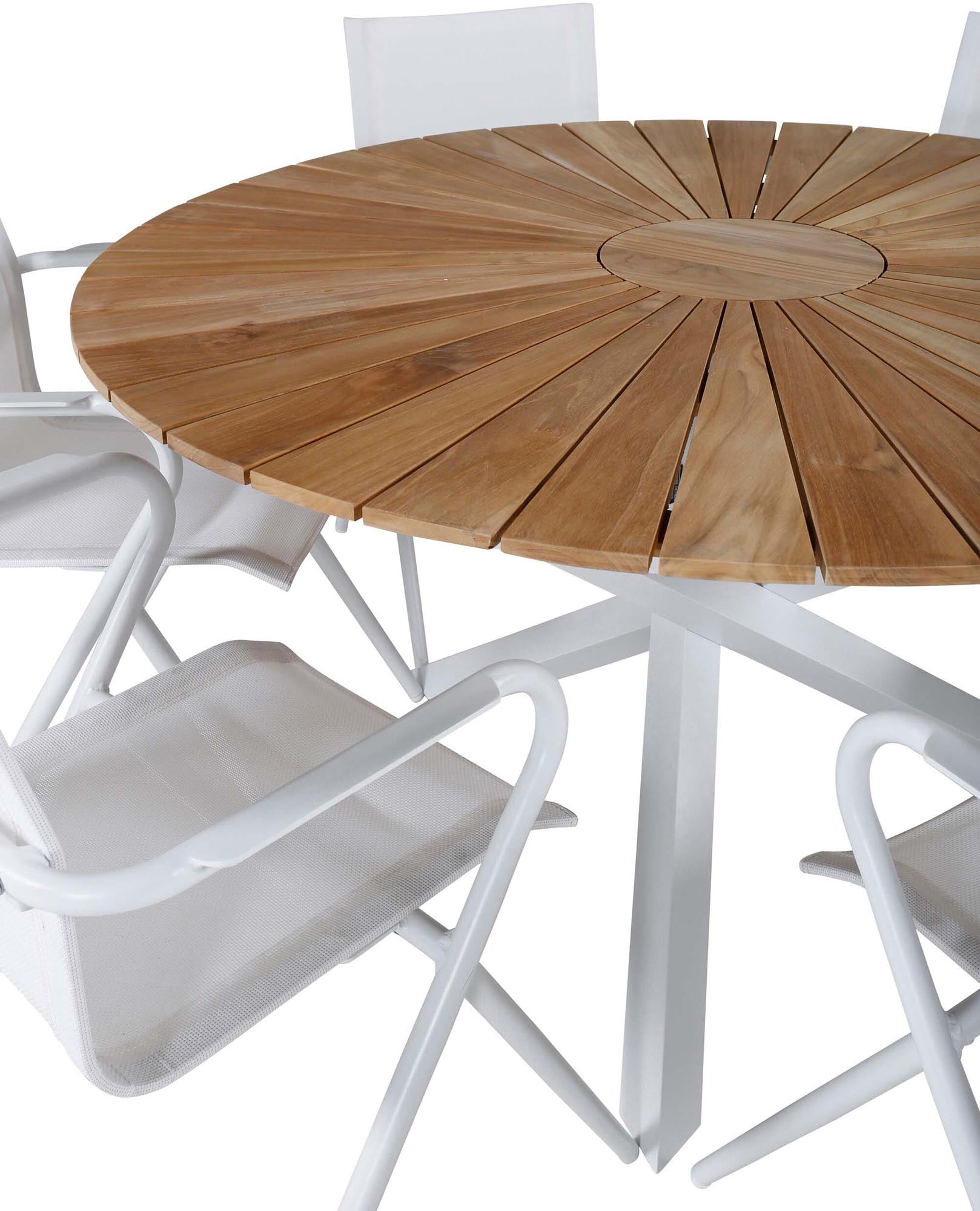 Mexiko Outdoor-Tischset + Alina ⌀140cm/6St. in Grau weiss präsentiert im Onlineshop von KAQTU Design AG. Gartentischset ist von Venture Home