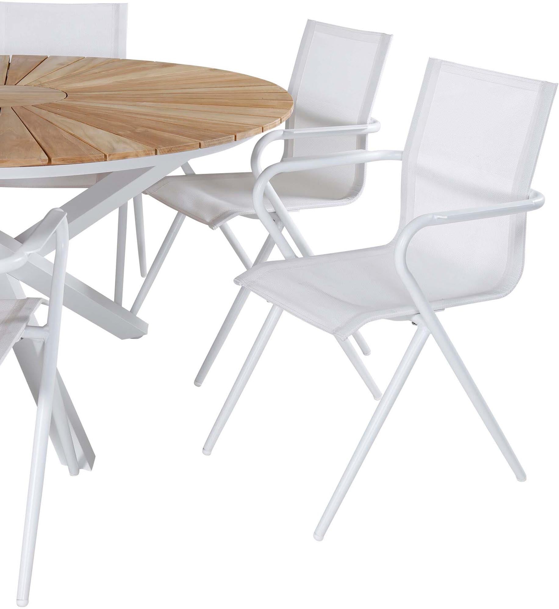 Mexiko Outdoor-Tischset + Alina ⌀140cm/6St. in Grau weiss präsentiert im Onlineshop von KAQTU Design AG. Gartentischset ist von Venture Home