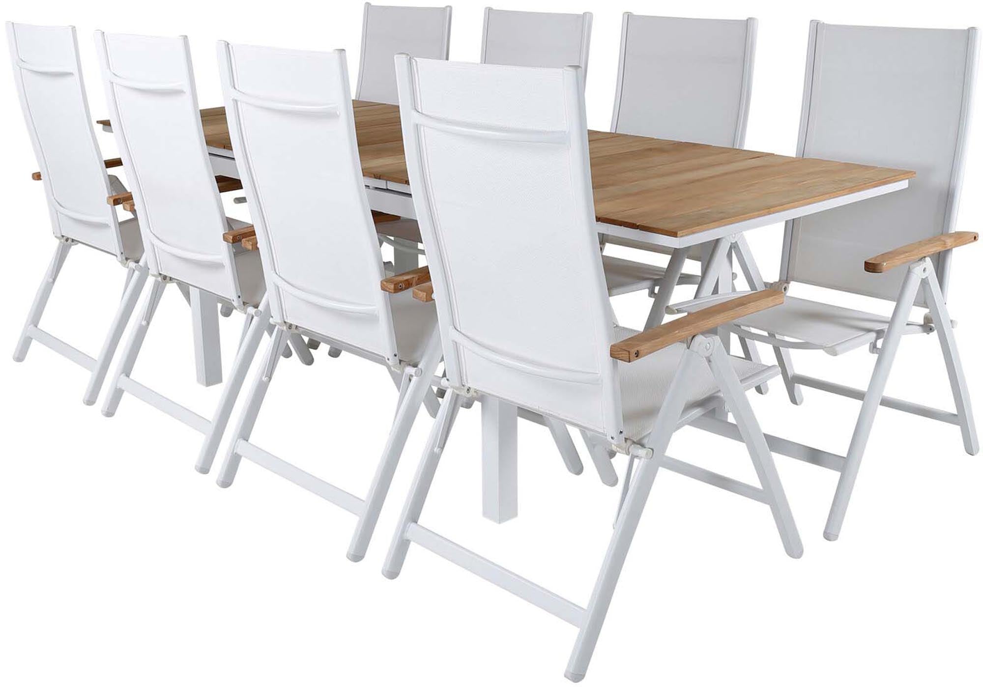 Mexiko Outdoor-Tischset ausziehbar + Panama 160cm/8St. in Weiss präsentiert im Onlineshop von KAQTU Design AG. Gartentischset ist von Venture Home
