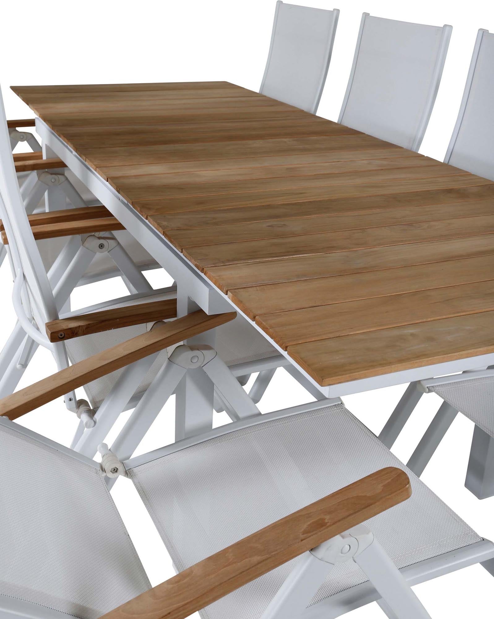 Mexiko Outdoor-Tischset ausziehbar + Panama 160cm/8St. in Weiss präsentiert im Onlineshop von KAQTU Design AG. Gartentischset ist von Venture Home