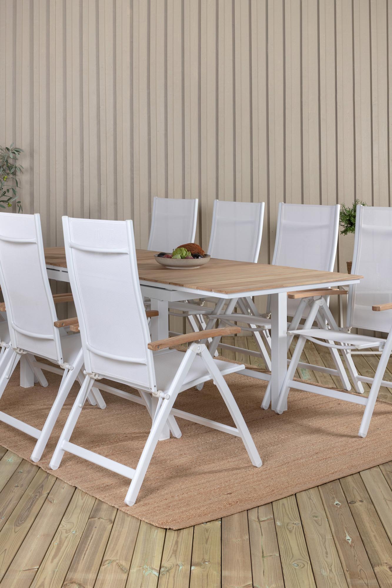 Mexiko Outdoor-Tischset ausziehbar + Panama 160cm/8St. in Weiss präsentiert im Onlineshop von KAQTU Design AG. Gartentischset ist von Venture Home