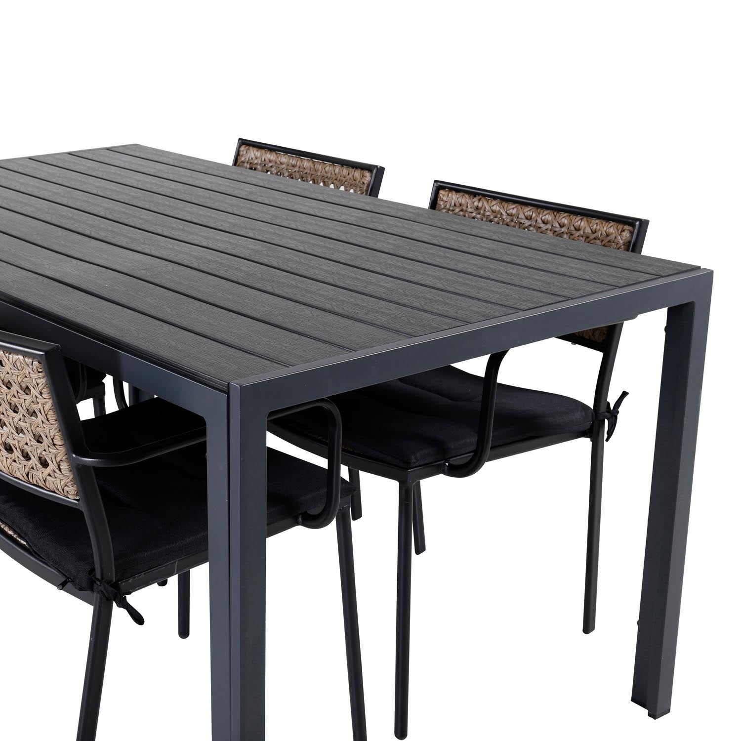 Break Outdoor-Tischset + Paola 150cm/4St. in Schwarz, Natur präsentiert im Onlineshop von KAQTU Design AG. Gartentischset ist von Venture Home