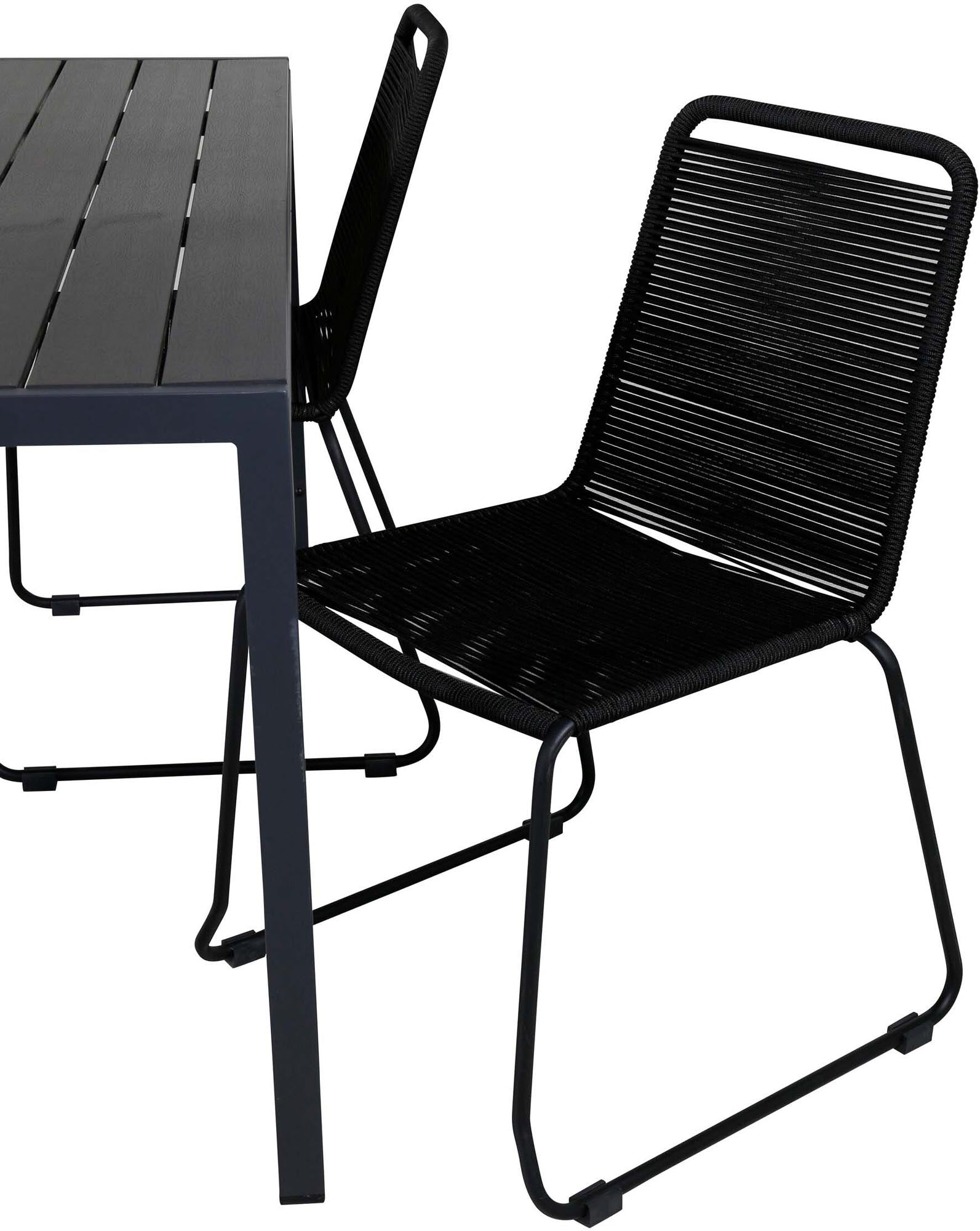 Break Outdoor-Tischset + Lindos Stack 150cm/4St. in Schwarz präsentiert im Onlineshop von KAQTU Design AG. Gartentischset ist von Venture Home