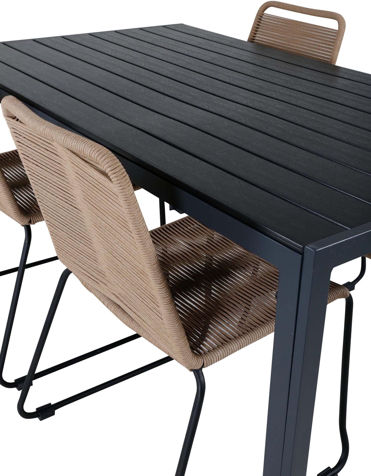Break Outdoor-Tischset + Lindos Stack 150cm/4St. in Schwarz Braun präsentiert im Onlineshop von KAQTU Design AG. Gartentischset ist von Venture Home
