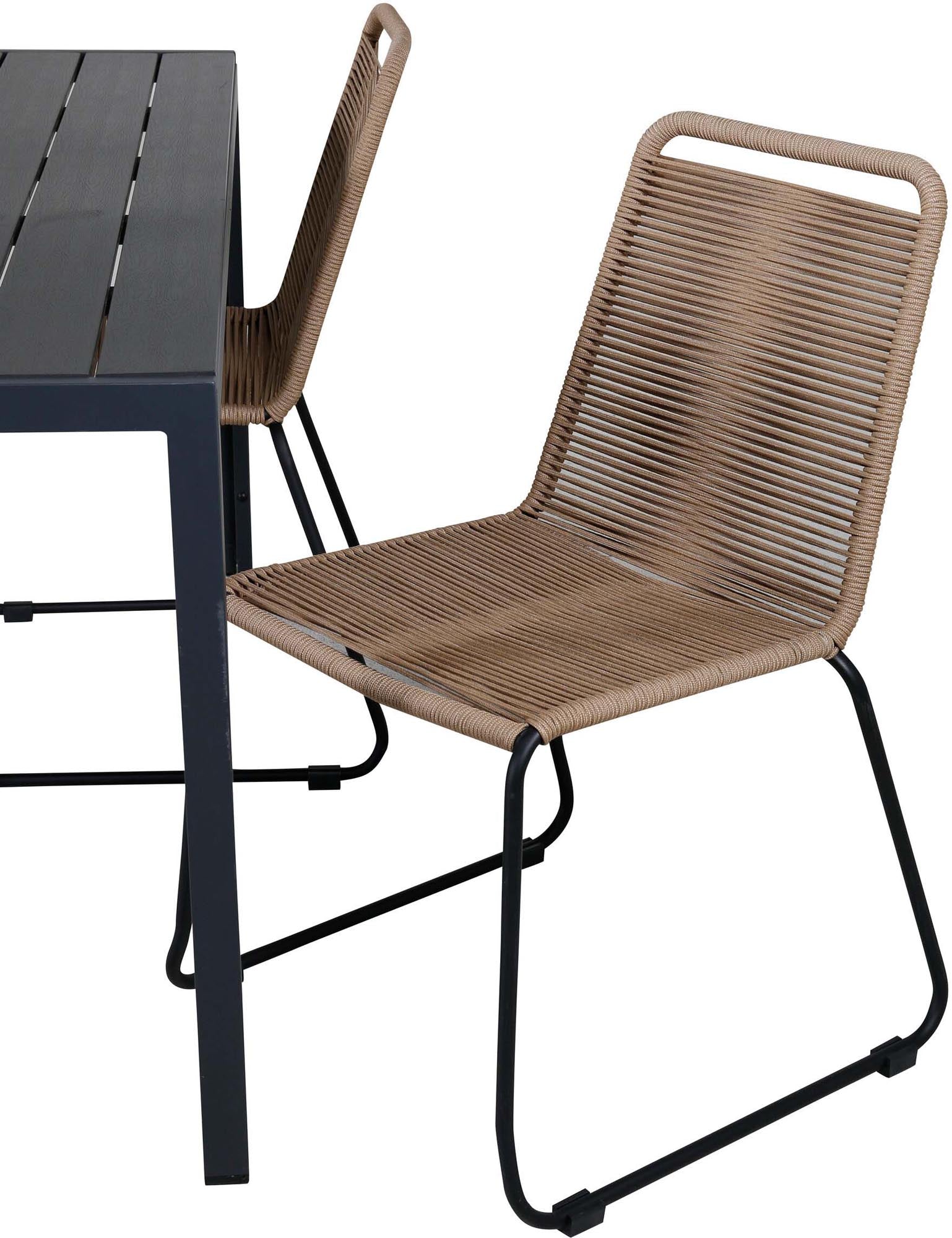 Break Outdoor-Tischset + Lindos Stack 150cm/4St. in Schwarz Braun präsentiert im Onlineshop von KAQTU Design AG. Gartentischset ist von Venture Home