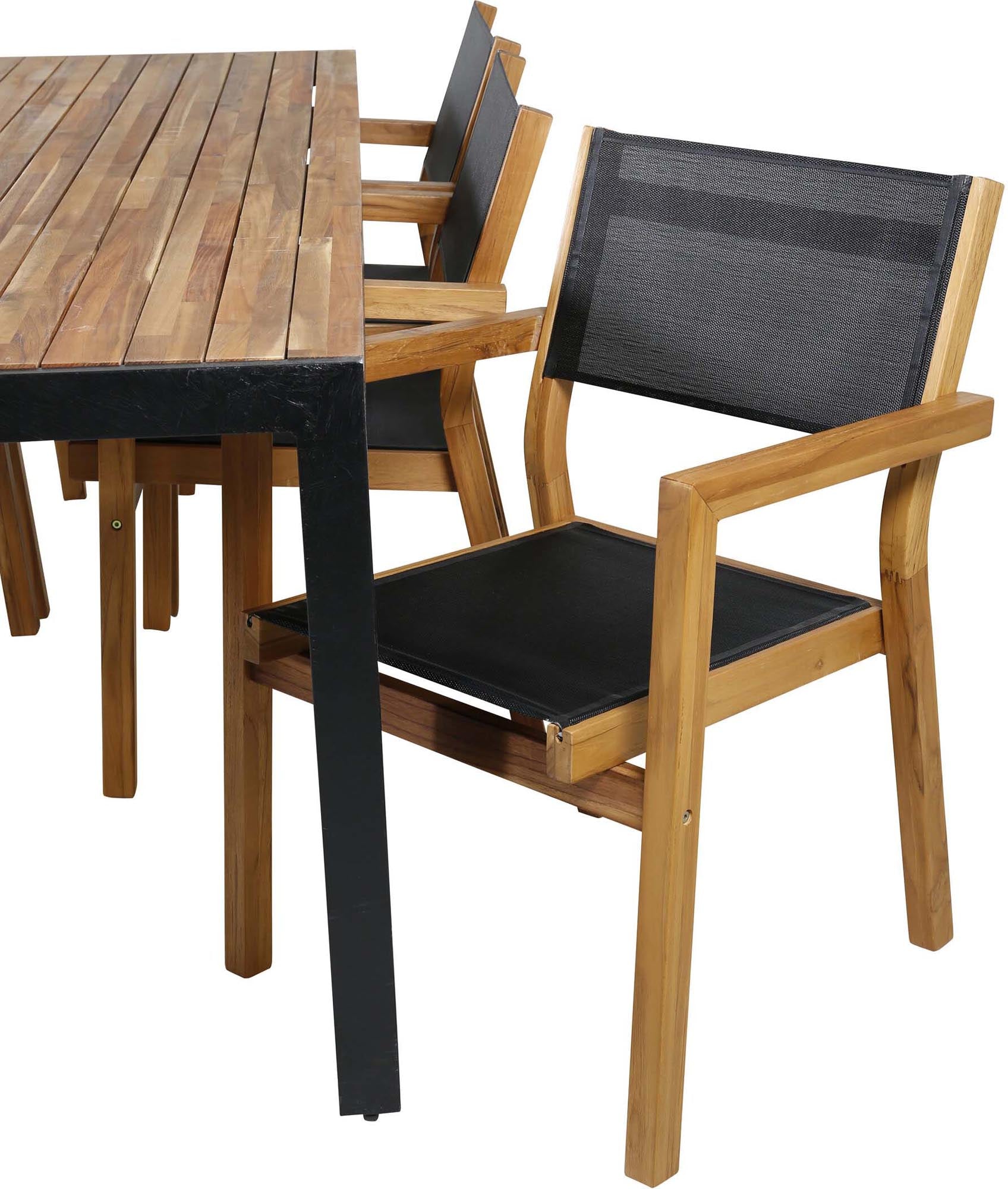 Bois Outdoor-Tischset + Venice 205cm/6St. in Schwarz, Natur präsentiert im Onlineshop von KAQTU Design AG. Gartentischset ist von Venture Home