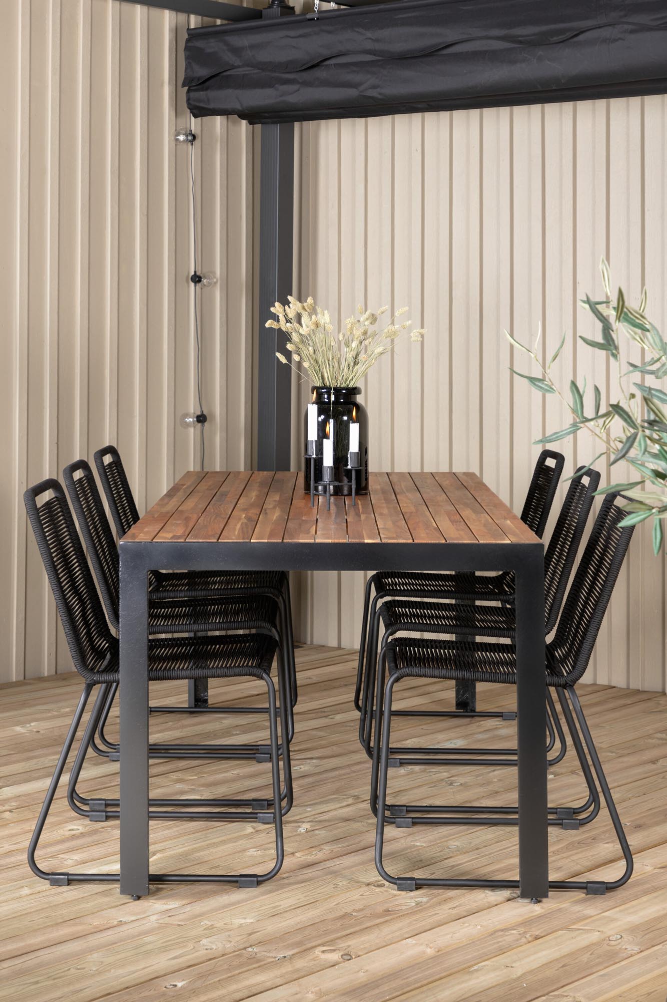 Stilvolles Bois Outdoor-Tischset + Lindos 205cm/6St. von Venture Home für gesellige Abende im Freien. Robust, pflegeleicht und modern.