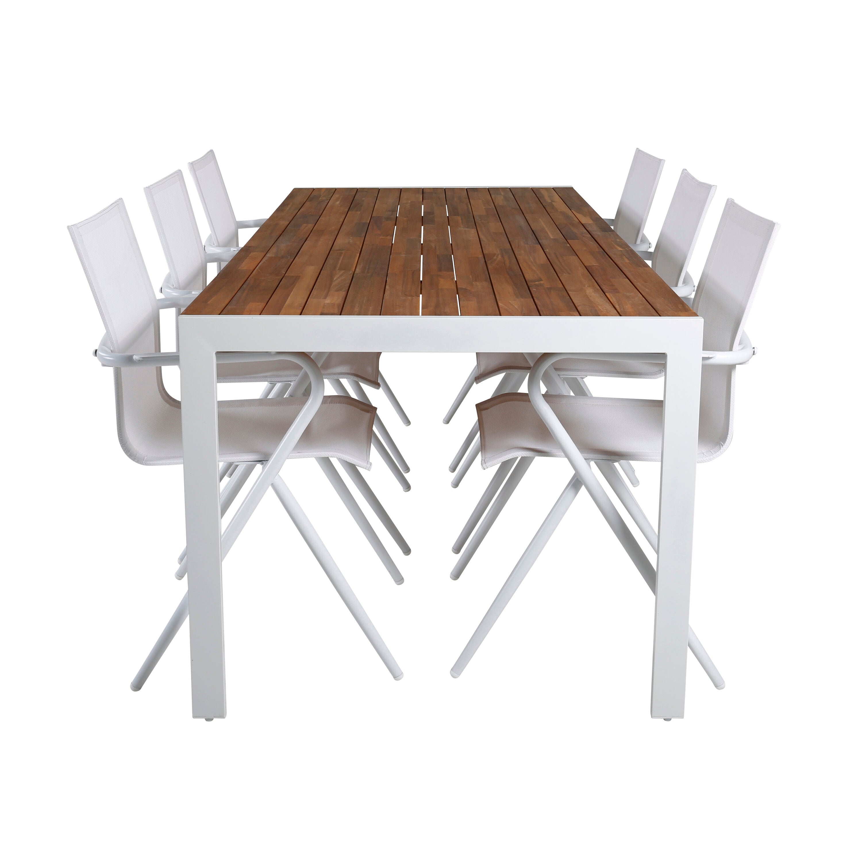 Bois Outdoor-Tischset + Alina 200cm/6St. in Grau weiss präsentiert im Onlineshop von KAQTU Design AG. Gartentischset ist von Venture Home