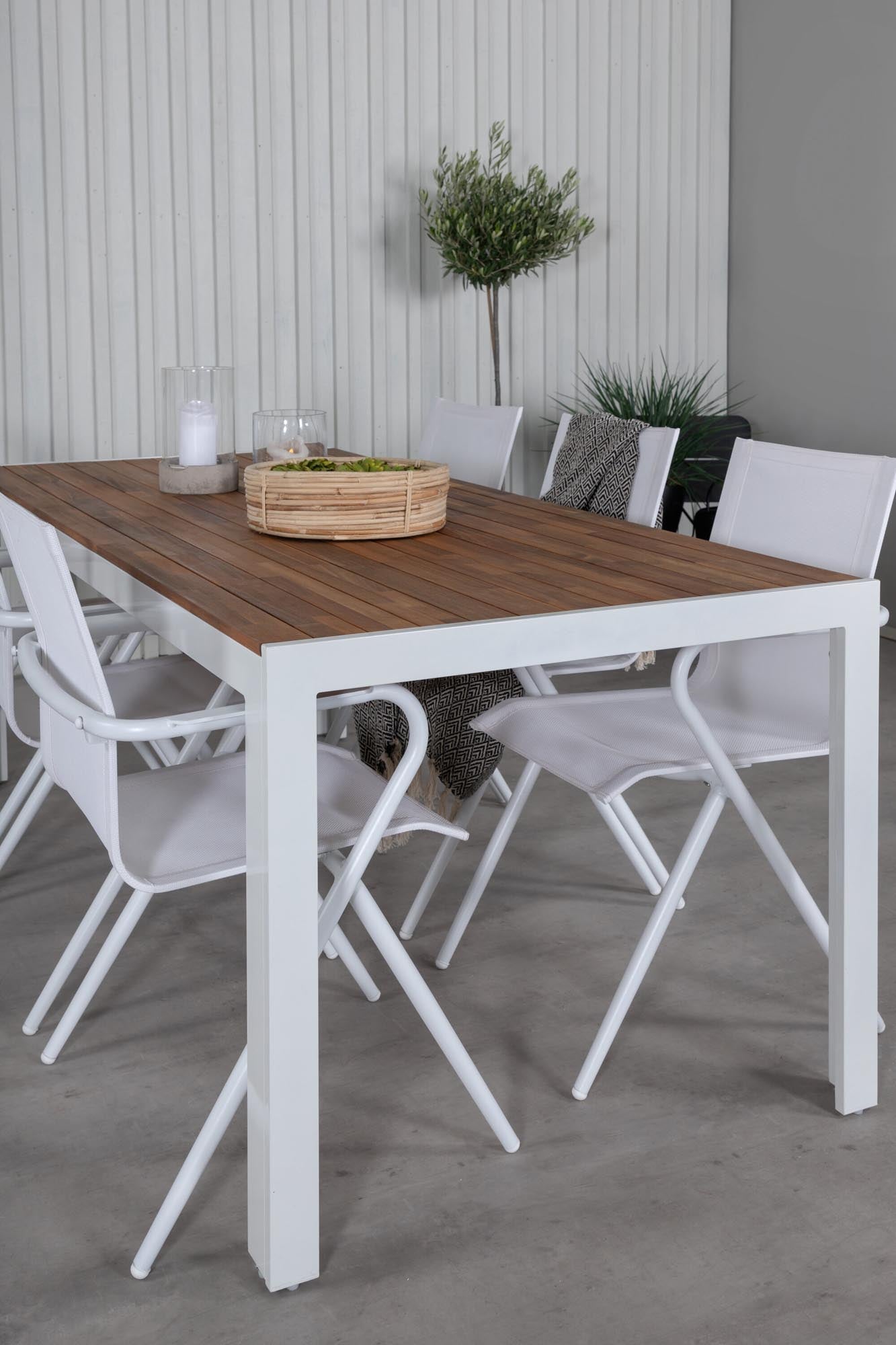 Bois Outdoor-Tischset + Alina 200cm/6St. in Grau weiss präsentiert im Onlineshop von KAQTU Design AG. Gartentischset ist von Venture Home
