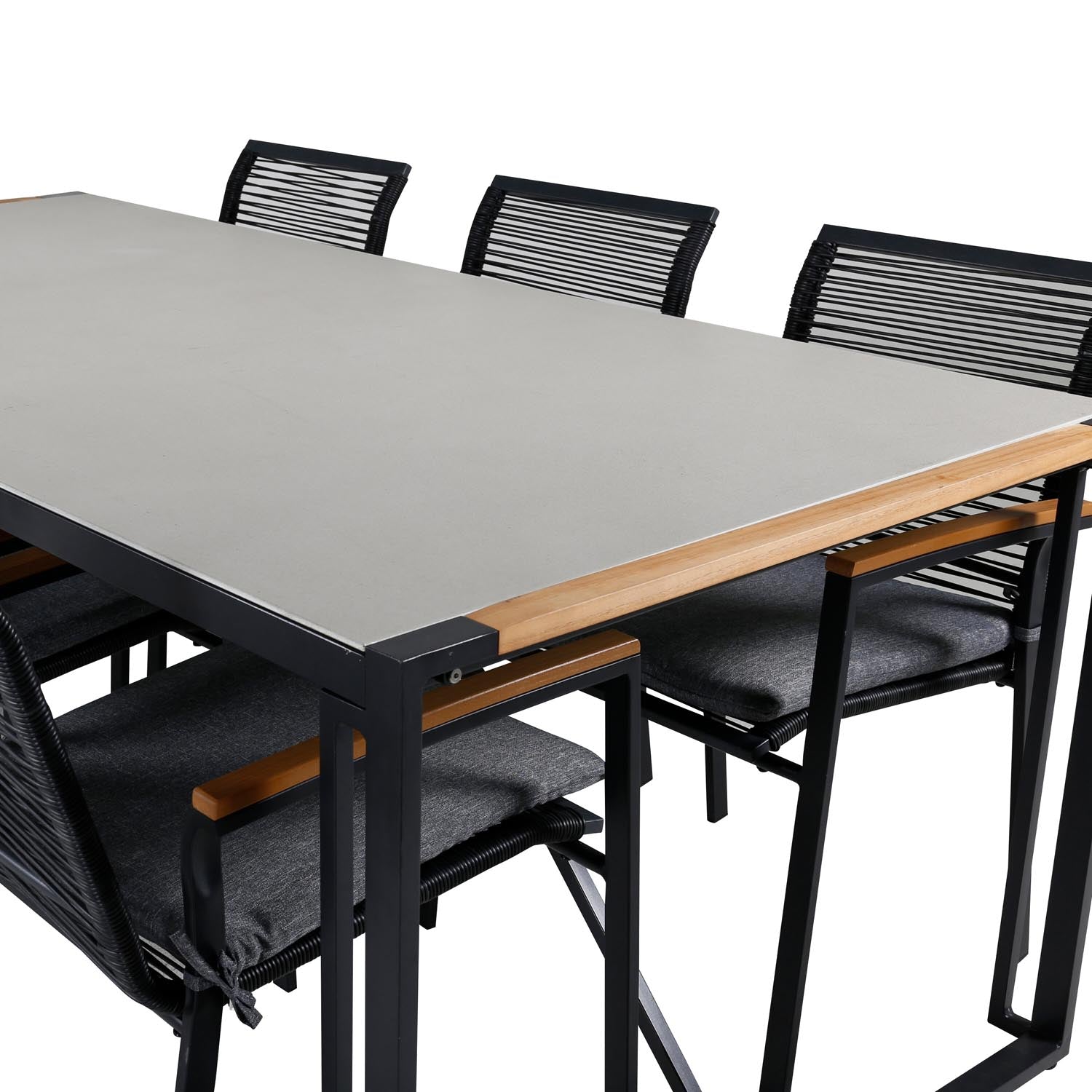 Texas Outdoor-Tischset + Dallas 200cm/6St. in Schwarz, Natur präsentiert im Onlineshop von KAQTU Design AG. Gartentischset ist von Venture Home