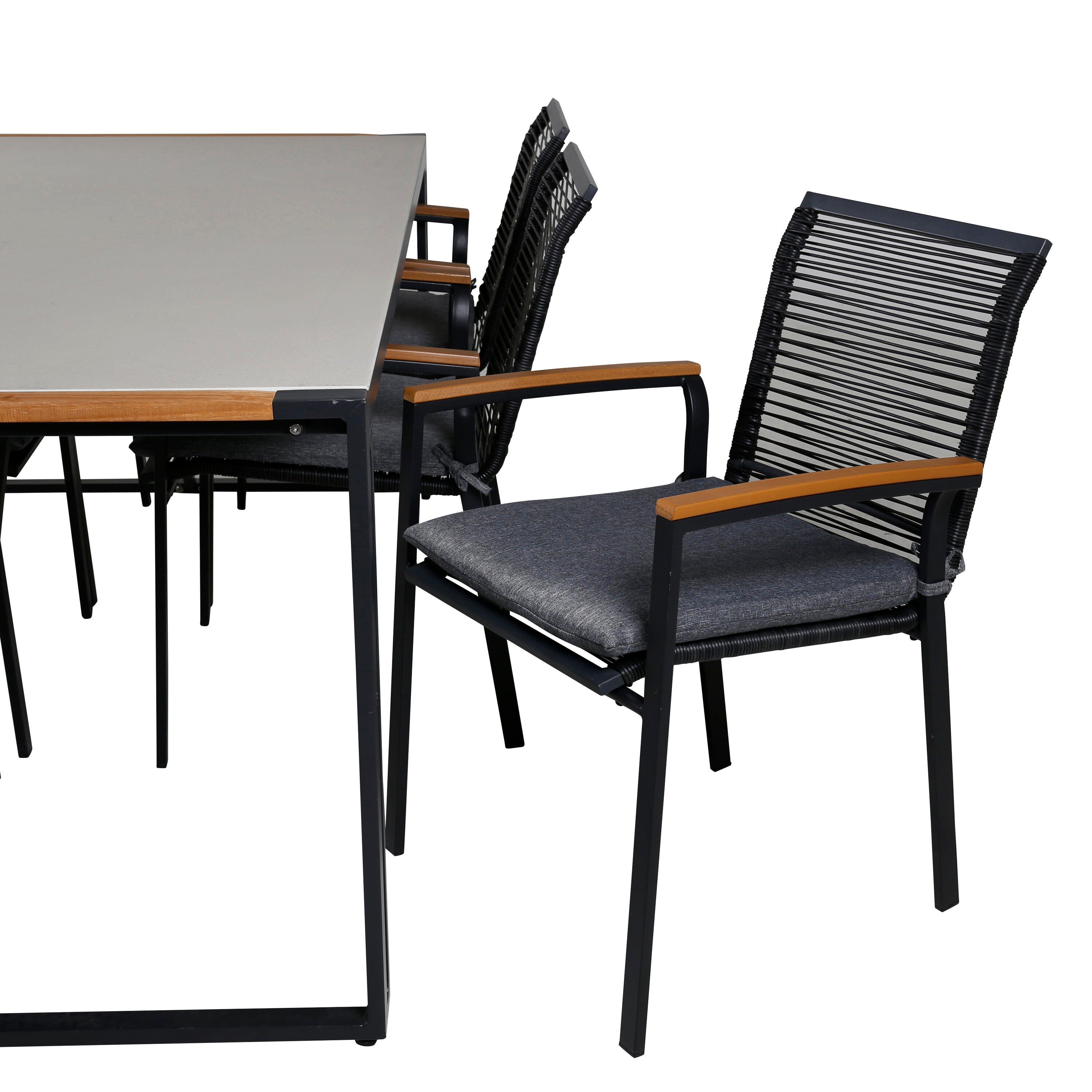 Texas Outdoor-Tischset + Dallas 200cm/6St. in Schwarz, Natur präsentiert im Onlineshop von KAQTU Design AG. Gartentischset ist von Venture Home