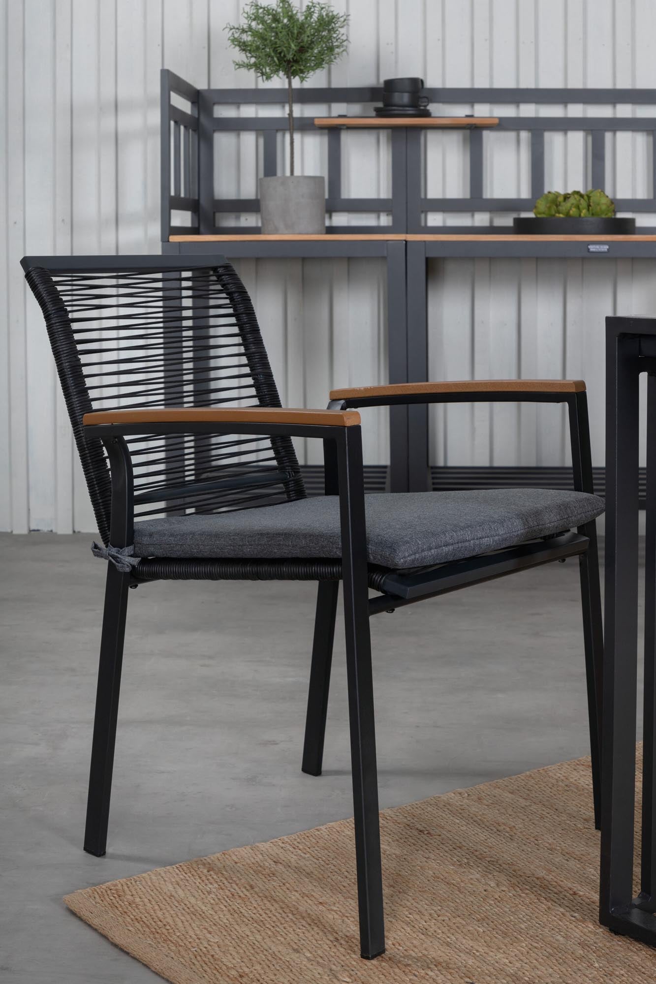 Texas Outdoor-Tischset + Dallas 200cm/6St. in Schwarz, Natur präsentiert im Onlineshop von KAQTU Design AG. Gartentischset ist von Venture Home