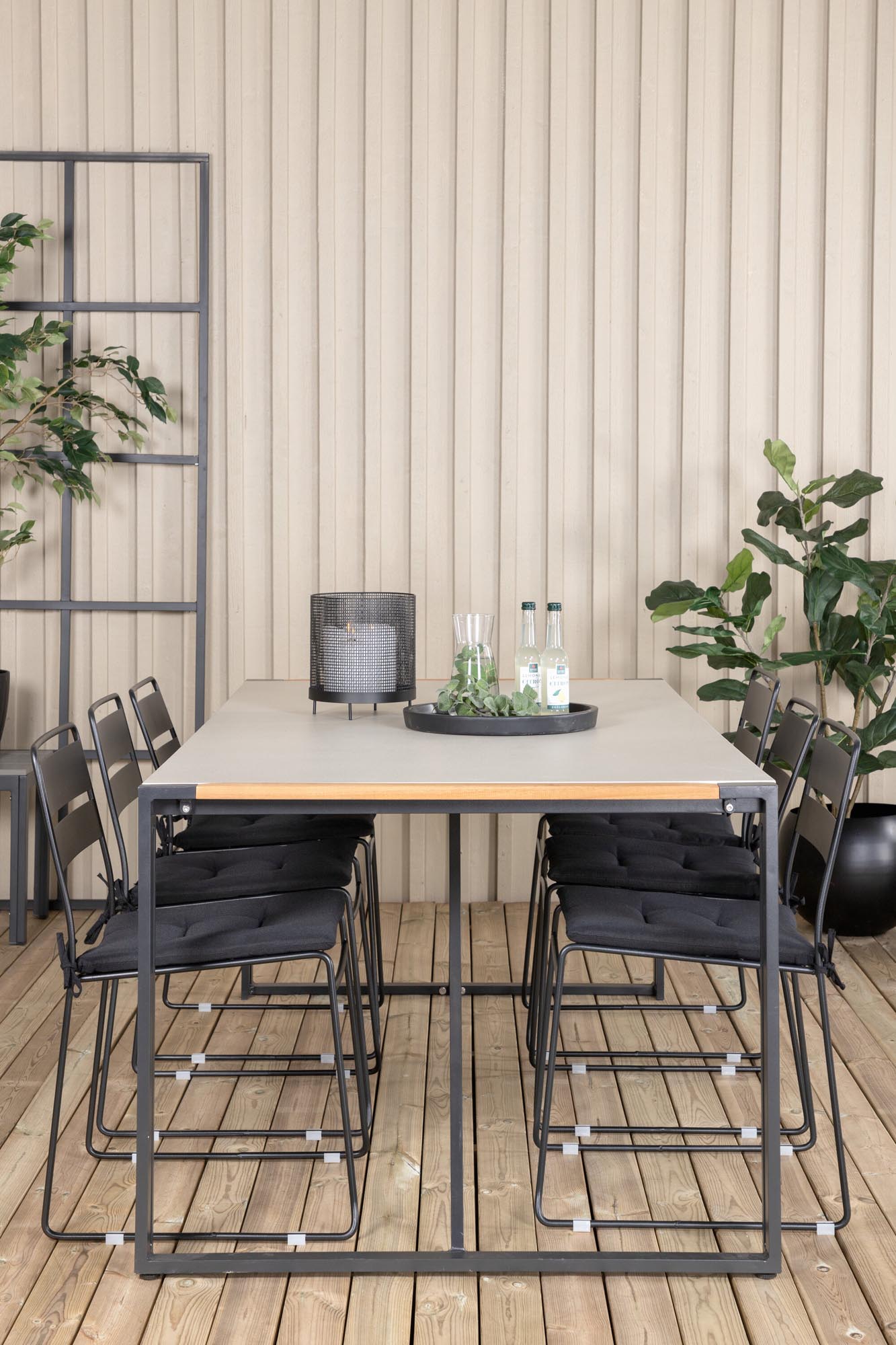 Texas Outdoor-Tischset + Lina 200cm/6St. in Schwarz präsentiert im Onlineshop von KAQTU Design AG. Gartentischset ist von Venture Home