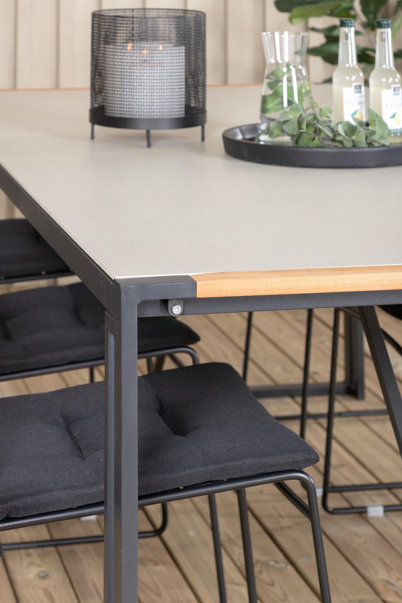 Texas Outdoor-Tischset + Lina 200cm/6St. in Schwarz präsentiert im Onlineshop von KAQTU Design AG. Gartentischset ist von Venture Home