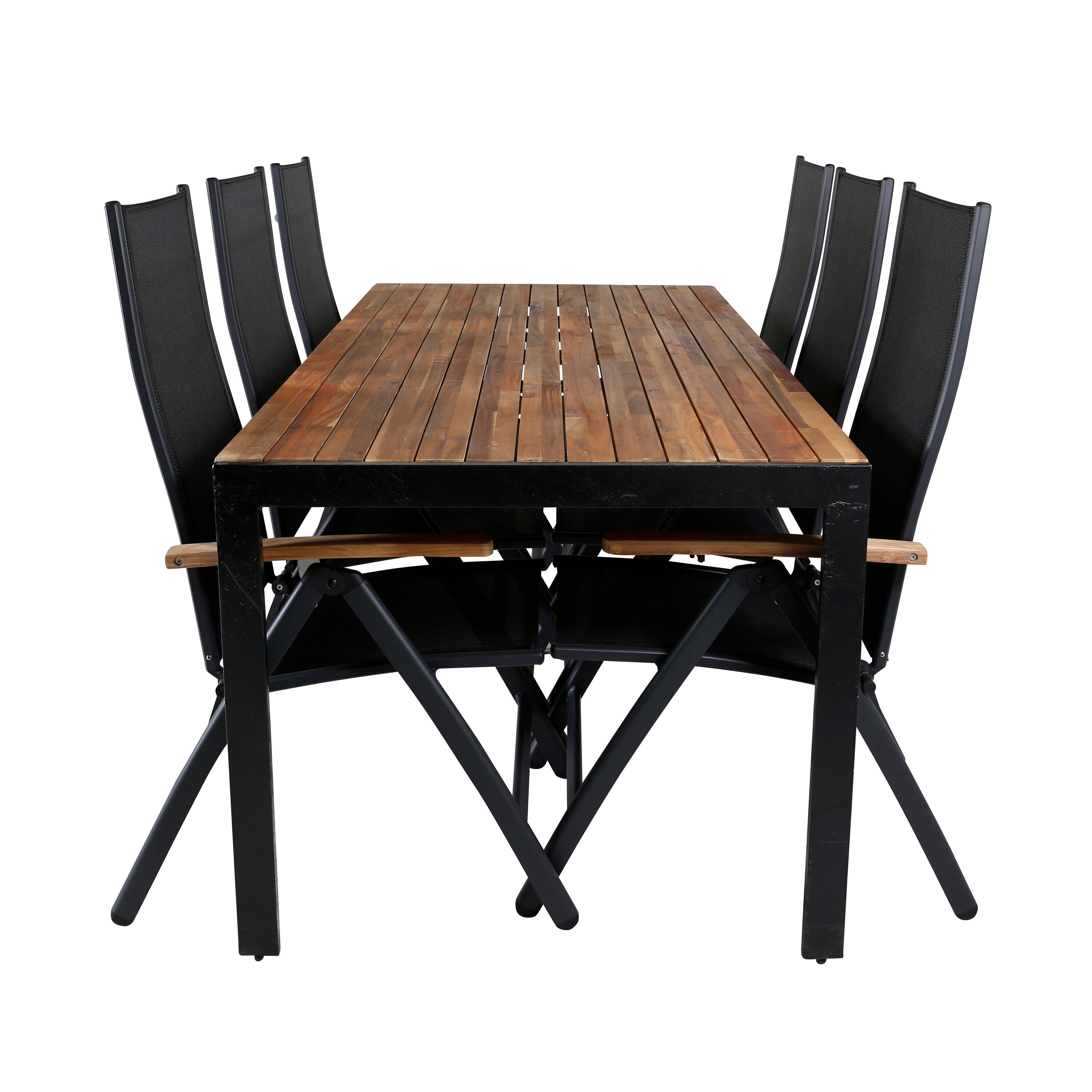 Bois Outdoor-Tischset + Panama 205cm/6St. in Schwarz präsentiert im Onlineshop von KAQTU Design AG. Gartentischset ist von Venture Home