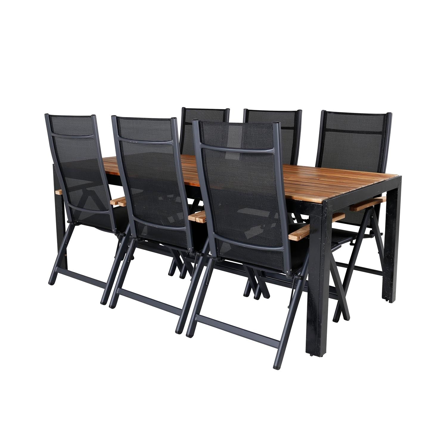 Bois Outdoor-Tischset + Panama 205cm/6St. in Schwarz präsentiert im Onlineshop von KAQTU Design AG. Gartentischset ist von Venture Home